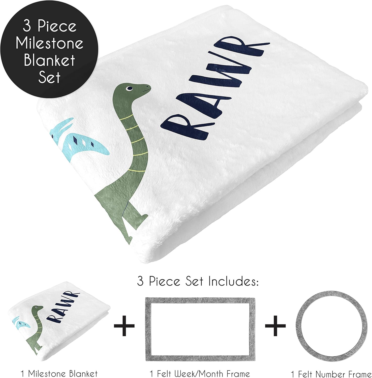 Sweet Jojo Designs Dino Boy Growth Mat Blanket