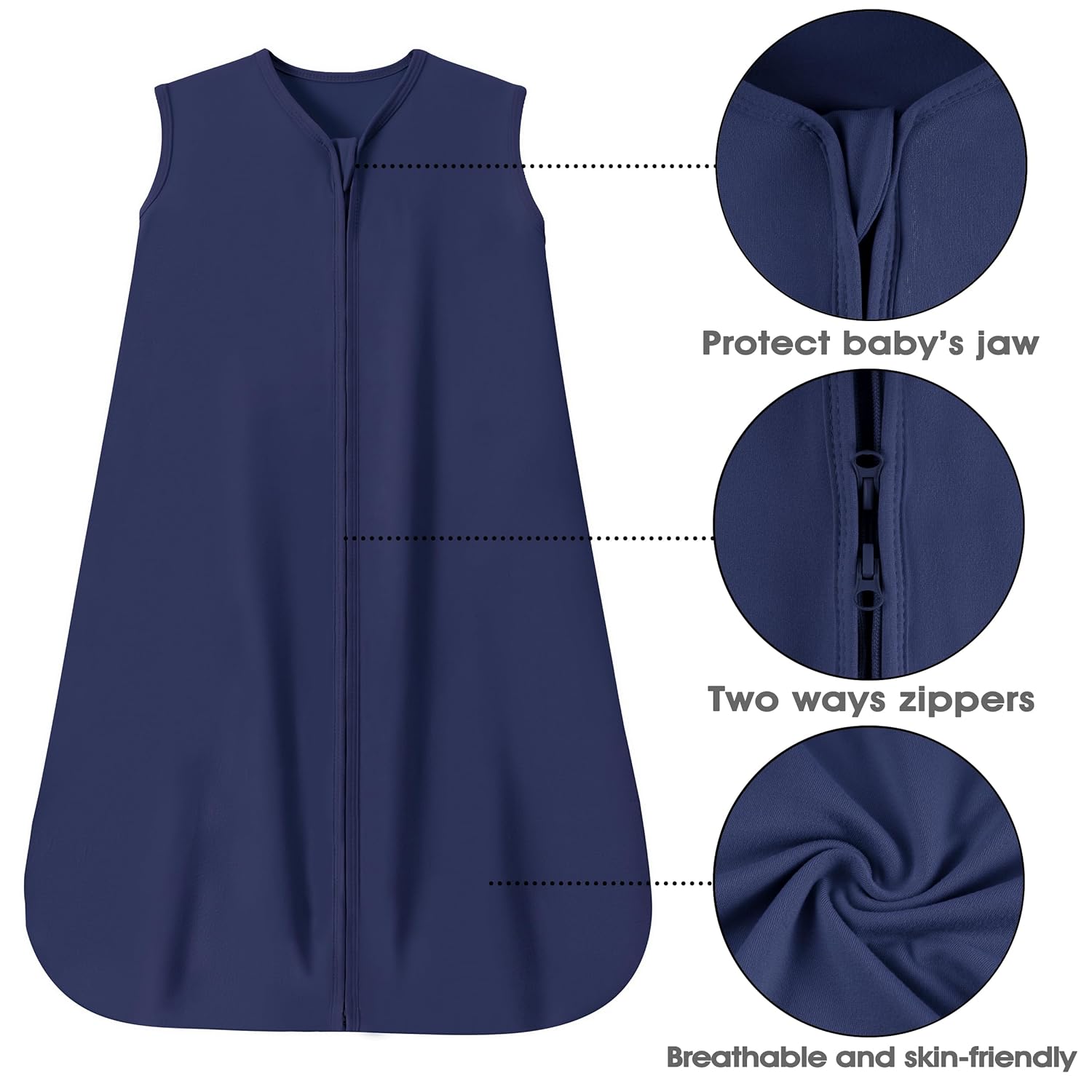 Baby Sleep Sack 0-6 Months 100 Rayon Cotton 2-Way Zipper
