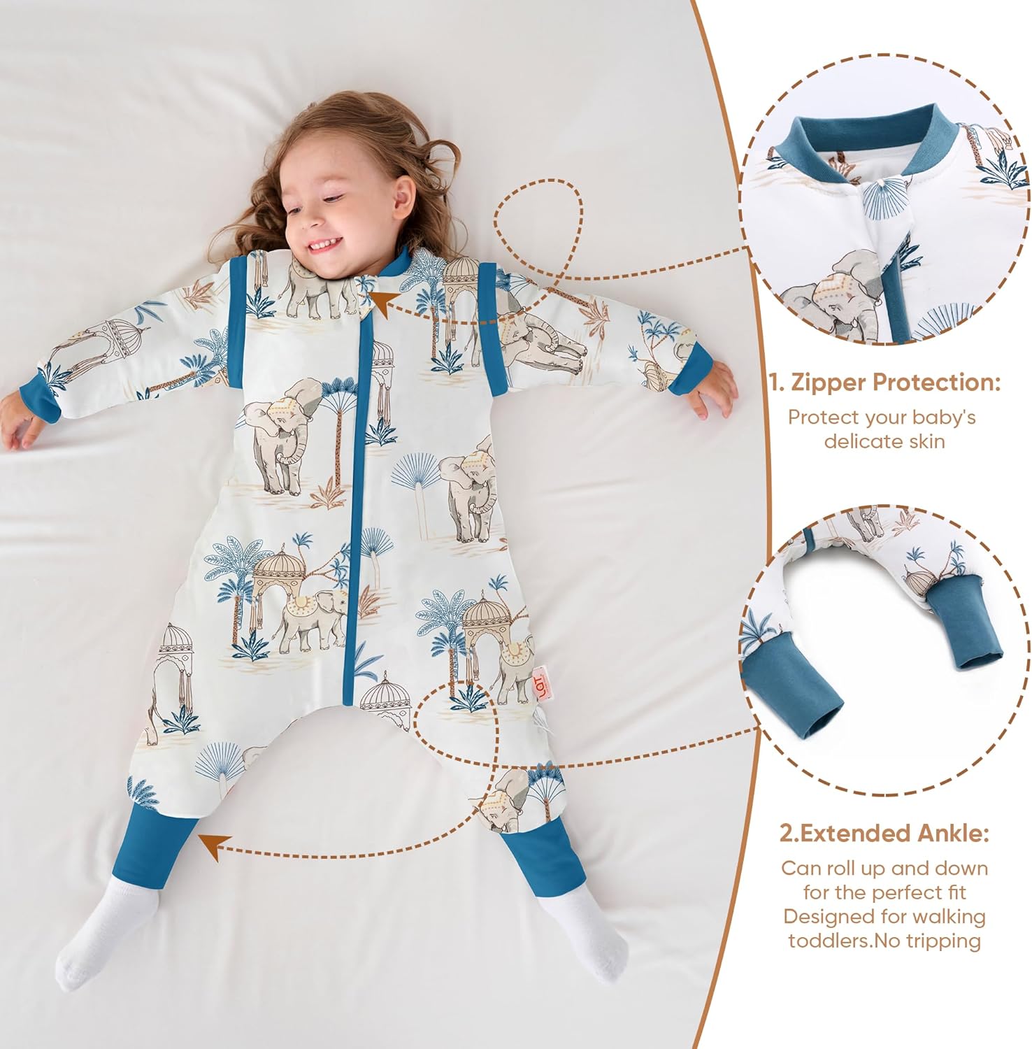 LAT Baby Sleep Bag with Feet 25 TOG 3-Way Zipper Wearable Blanket