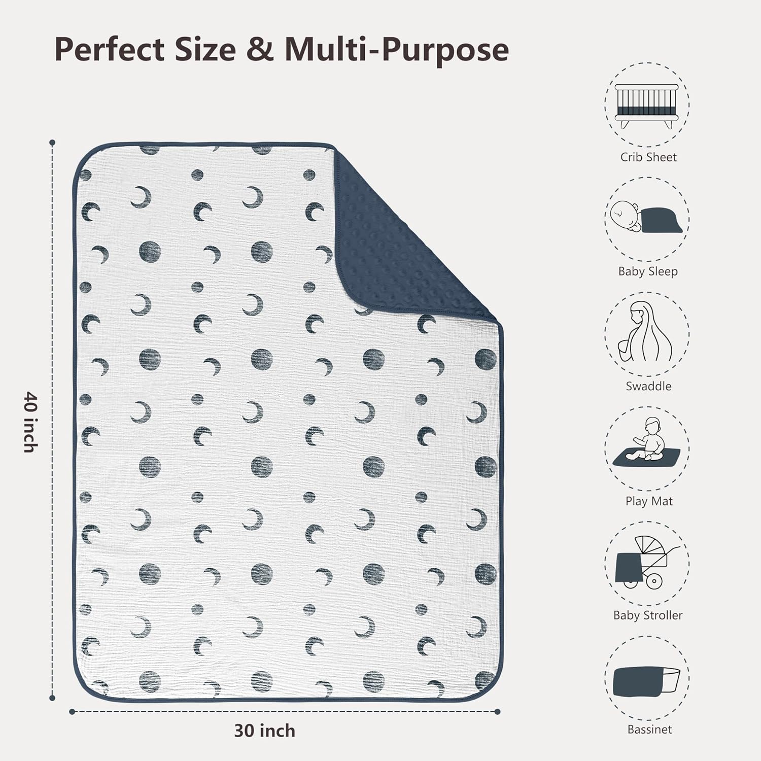 Susurration Baby Blanket 2 Pack Bluemoon Navy Blue