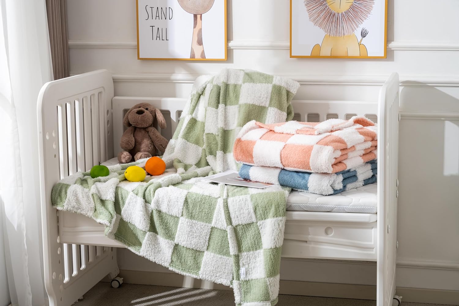 Yagle Mate Fleece Baby Blanket 3D Checkerboard Blue