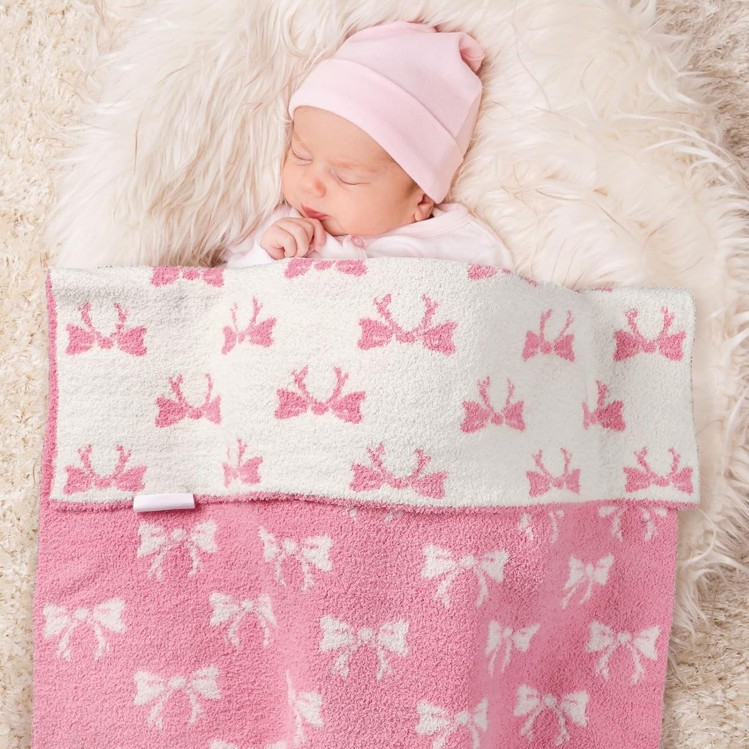 30x40 Pink Bow Microfiber Baby Blanket