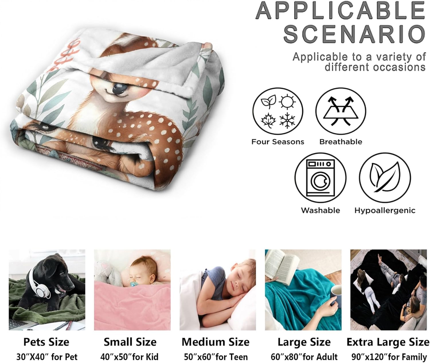 Aniruddha Personalized Deer Baby Blanket Toddler Size 30x40