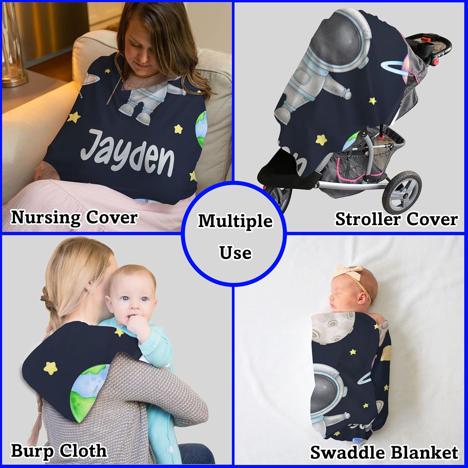 Arteaga Personalized Baby Blanket for Boys - Outer Space King Size