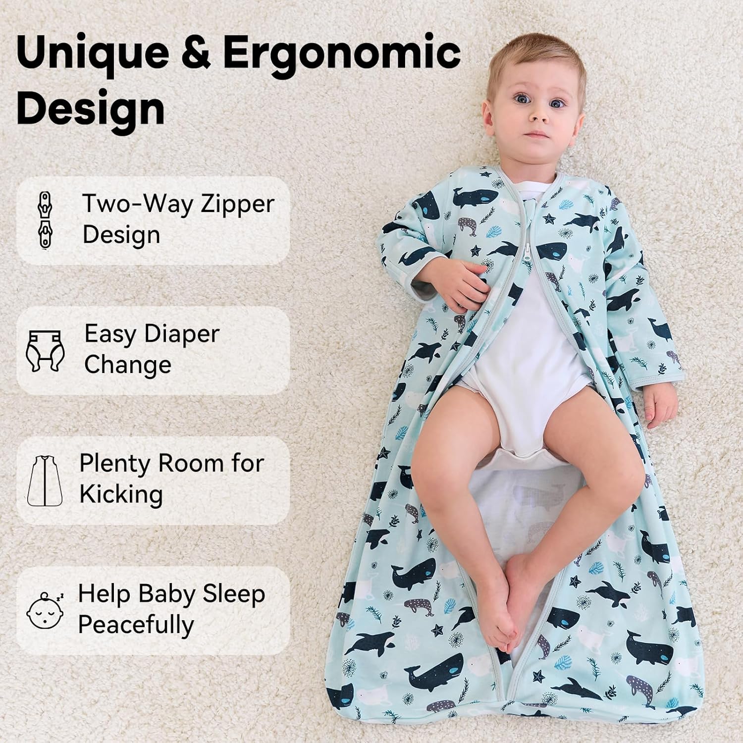Unnivoll Baby Sleep Sack 0-6 Months 2 Pack Blue Turtle