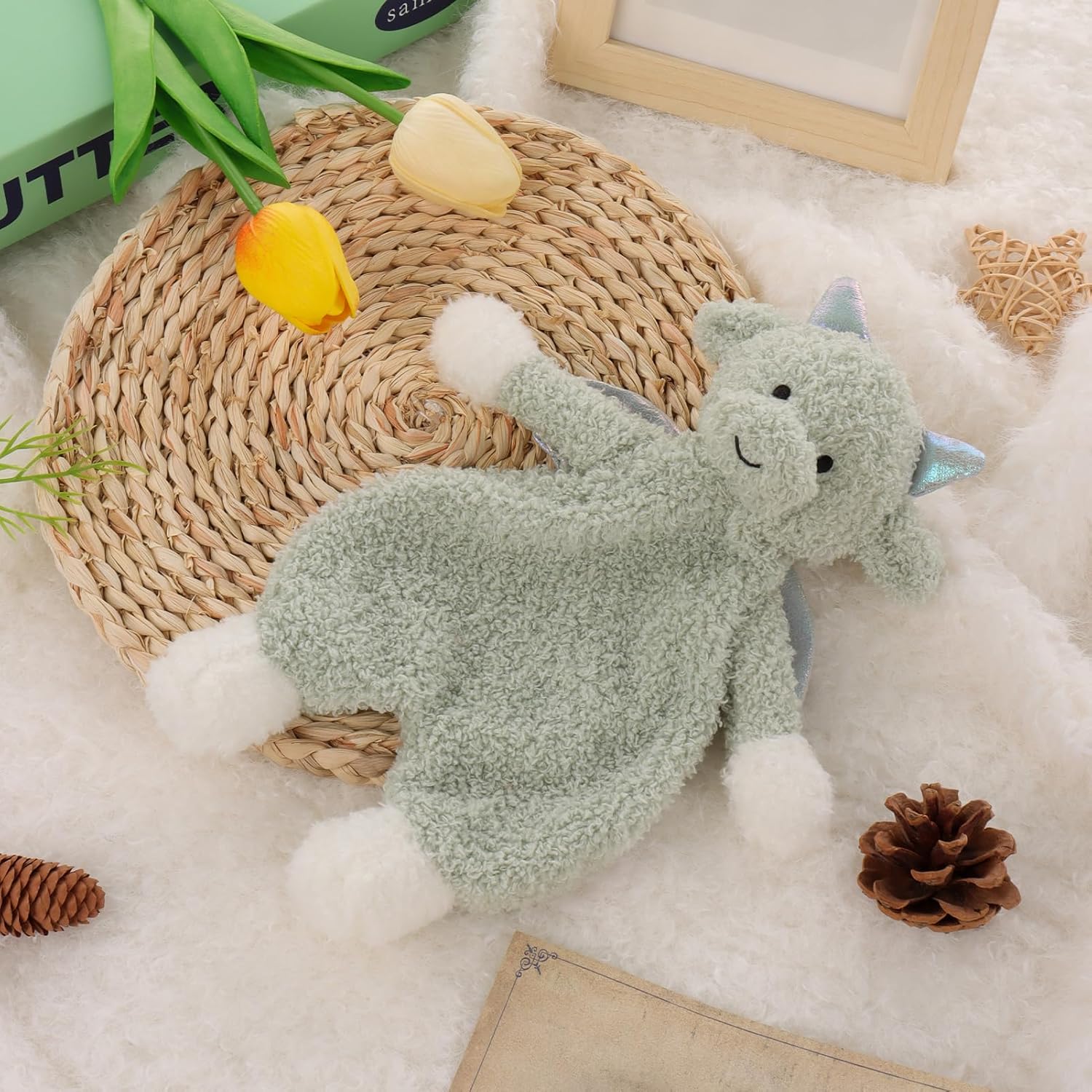 Apricot Lamb Dragon Lovey Baby Security Blanket 103 Inches Green