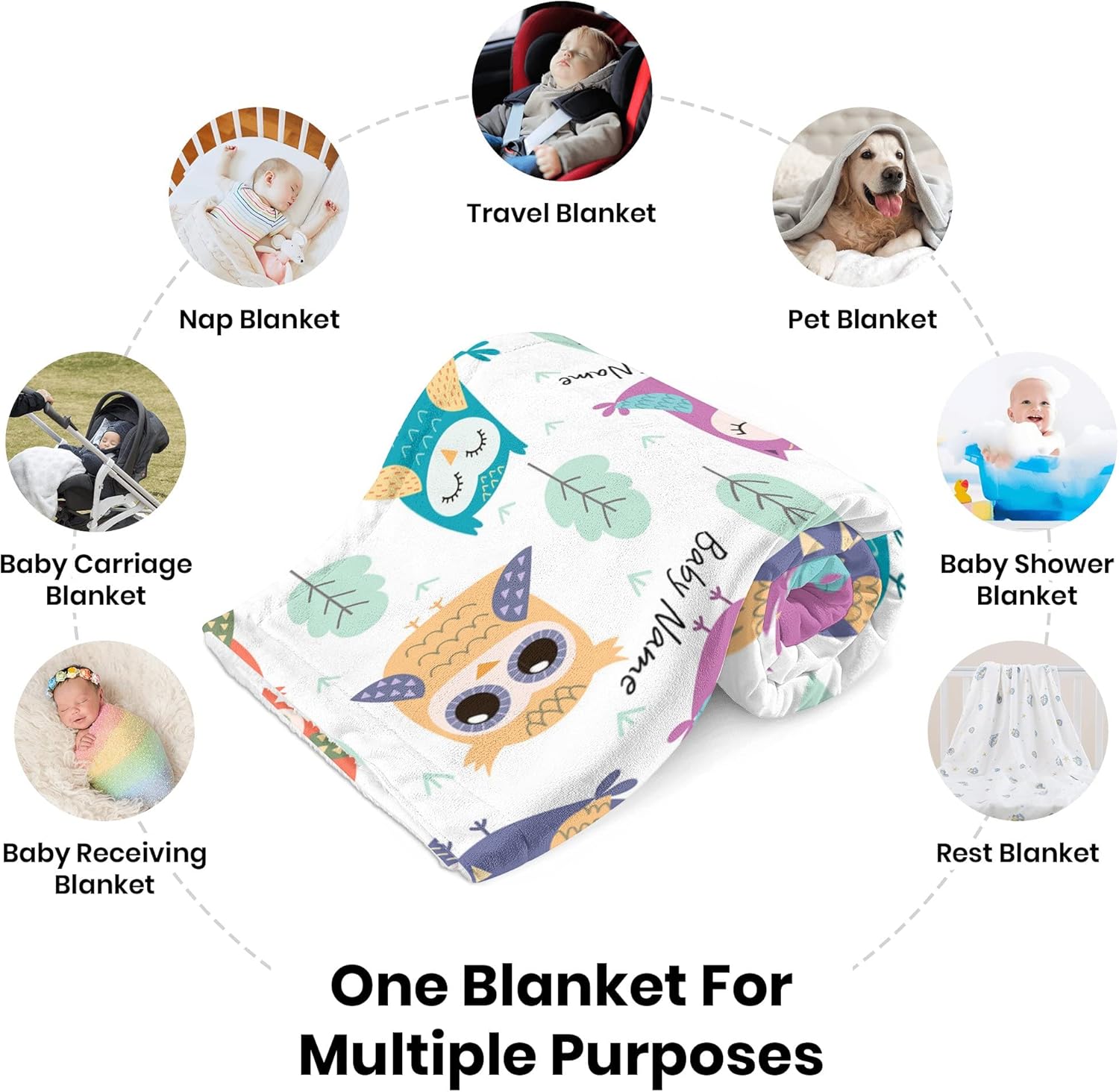 Personalized Baby Blanket for Boys with Name and Date