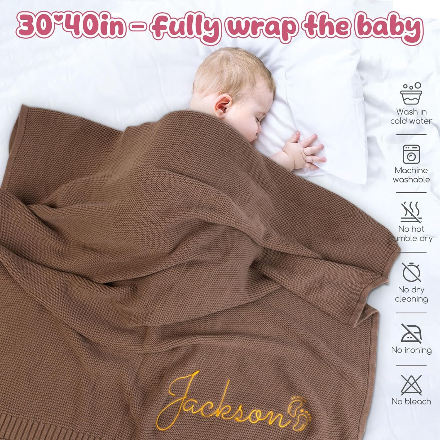 Greatabox Personalized Baby Blanket with Name 30x40in