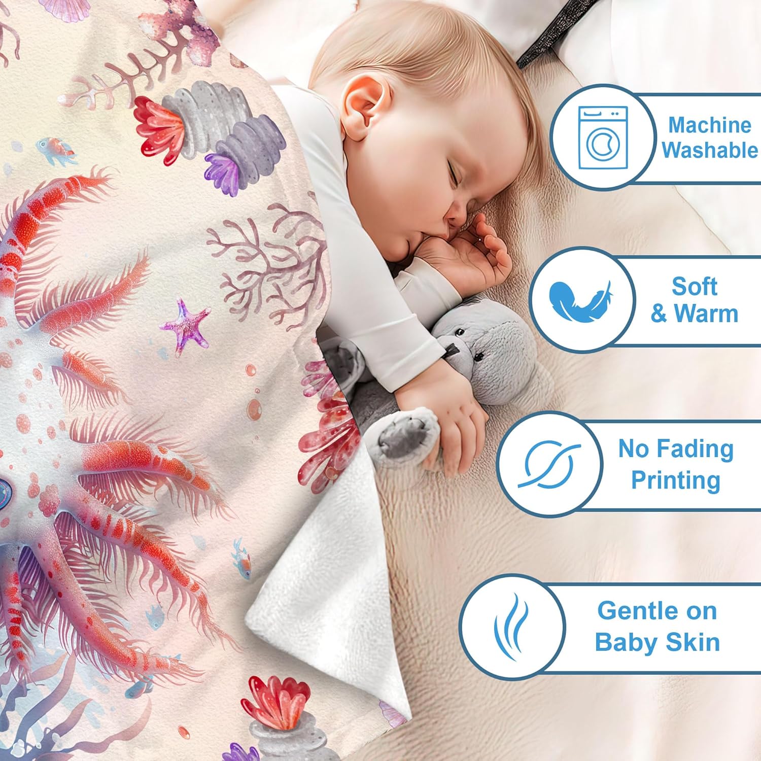 Hyturtle Personalized Axolotl Baby Blanket - Soft Cozy Plush Gift for Newborn