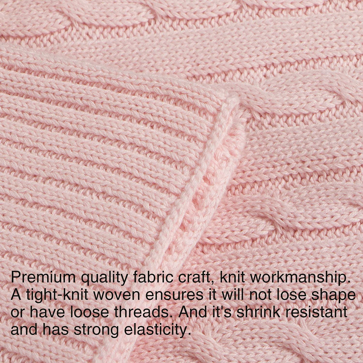 NTBAY 100 Pure Cotton Cable Knit Toddler Blanket Baby Pink 30x40 Inches