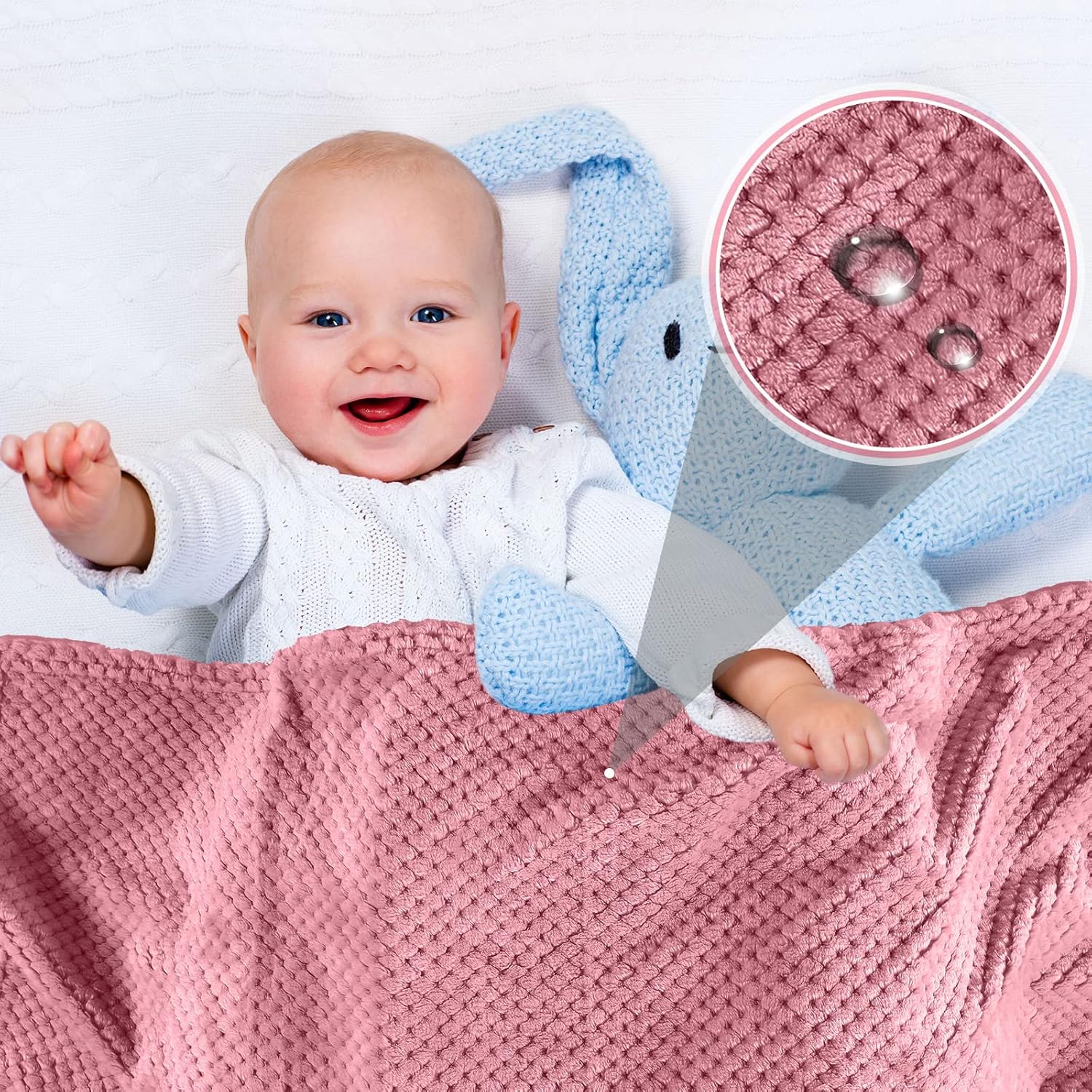 Reginary Fuzzy Blanket 4 Pack Pink Waffle Flannel 1