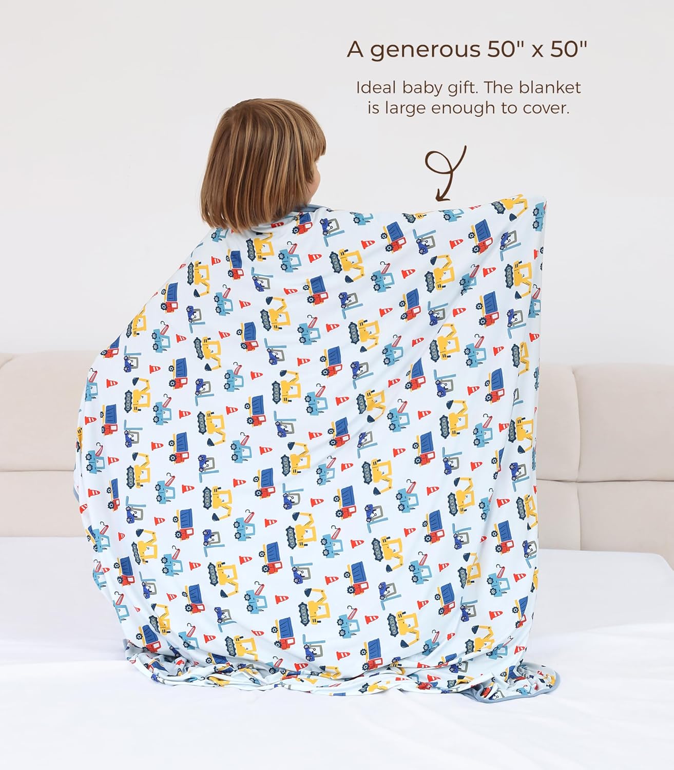 DREAMHALO Bamboo Stretchy Baby Blanket 50 x 50 Blue