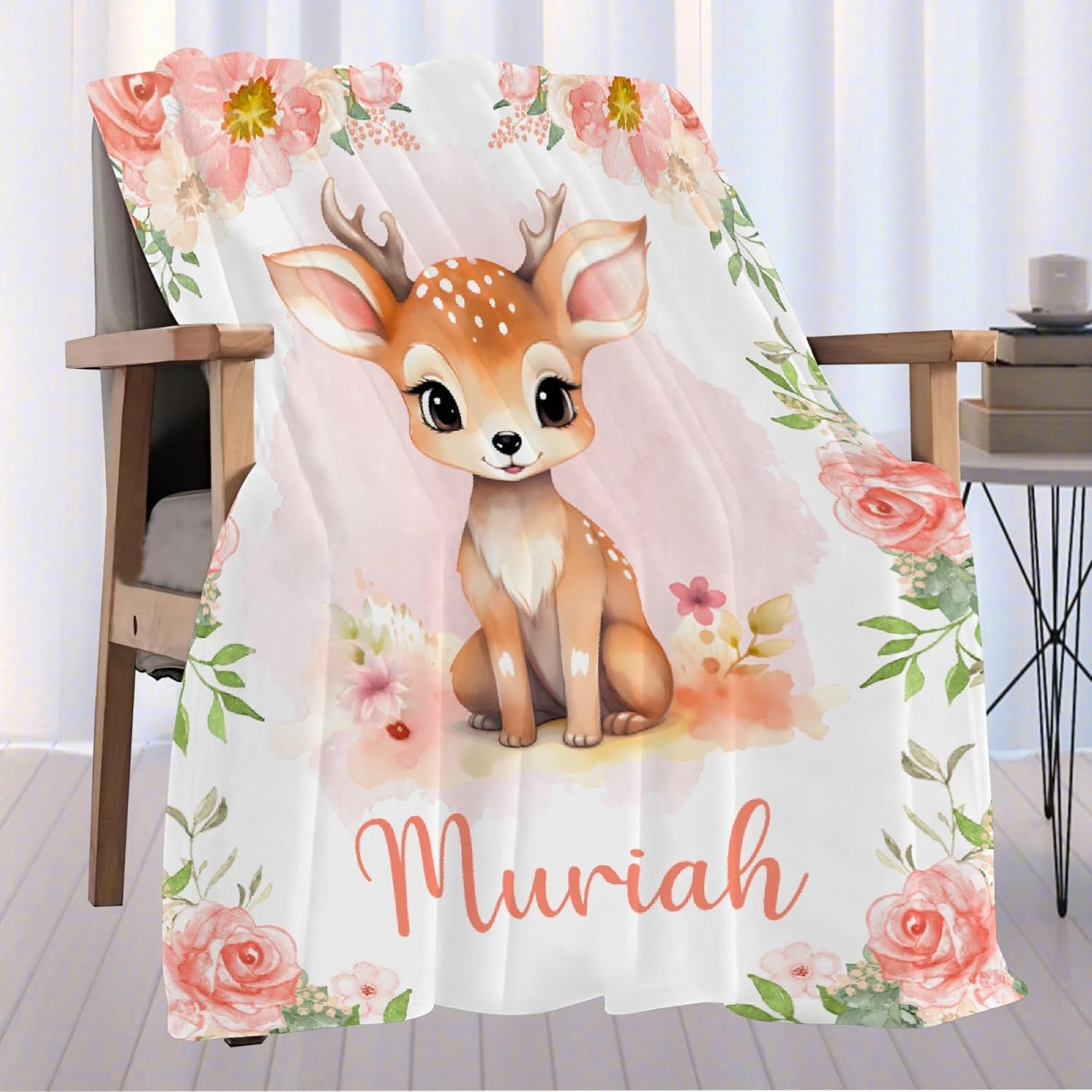 Custom Deer Baby Name Blanket - Personalized for Toddlers and Kids