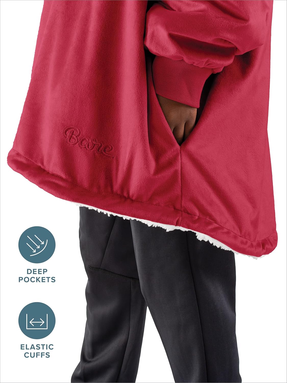 Bare Home Wearable Blanket Hoodie - Soft Plush Sherpa 1