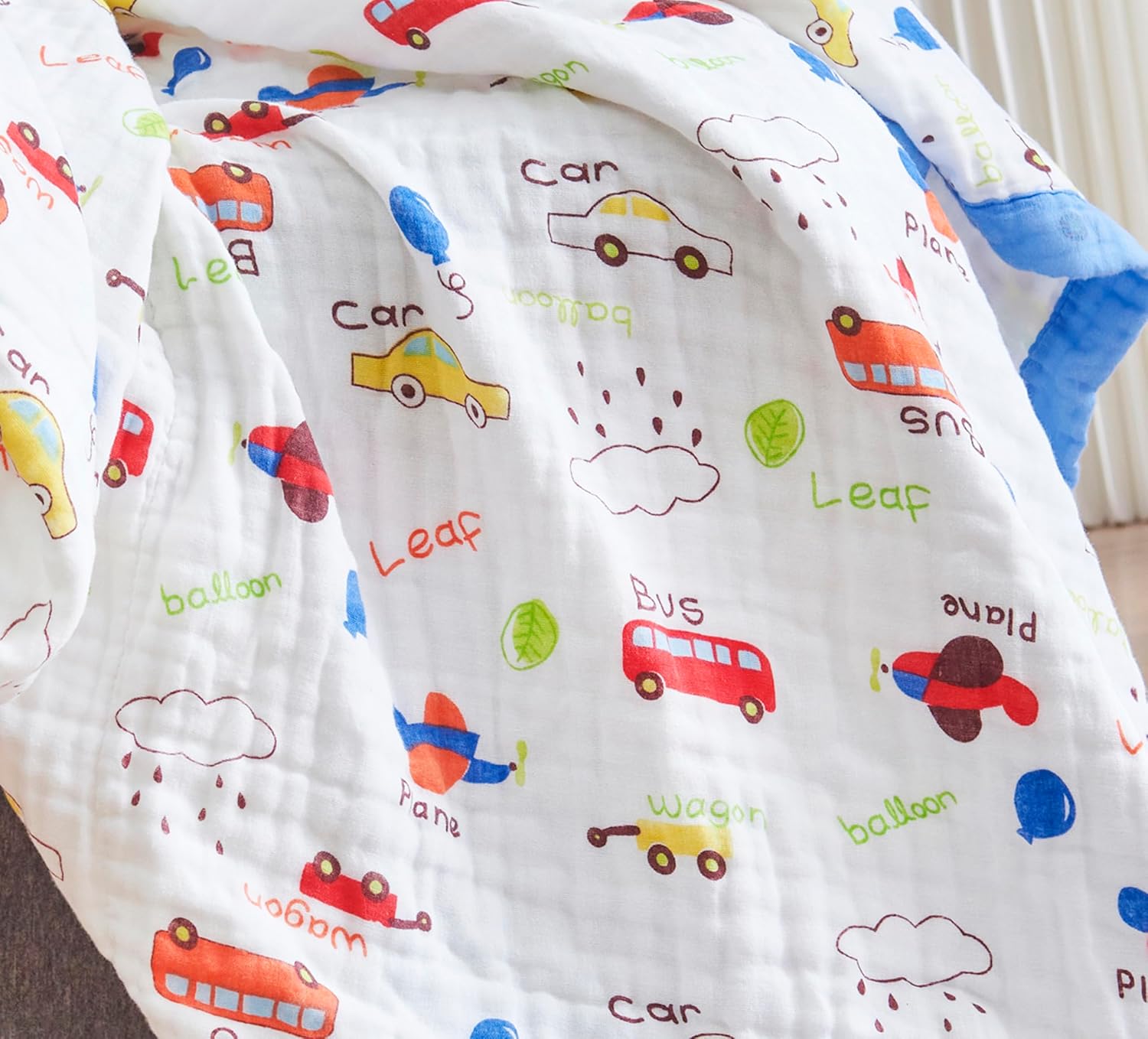 J-pinno Cars Muslin Blanket Reversible 6 Layer Baby Bed Blanket