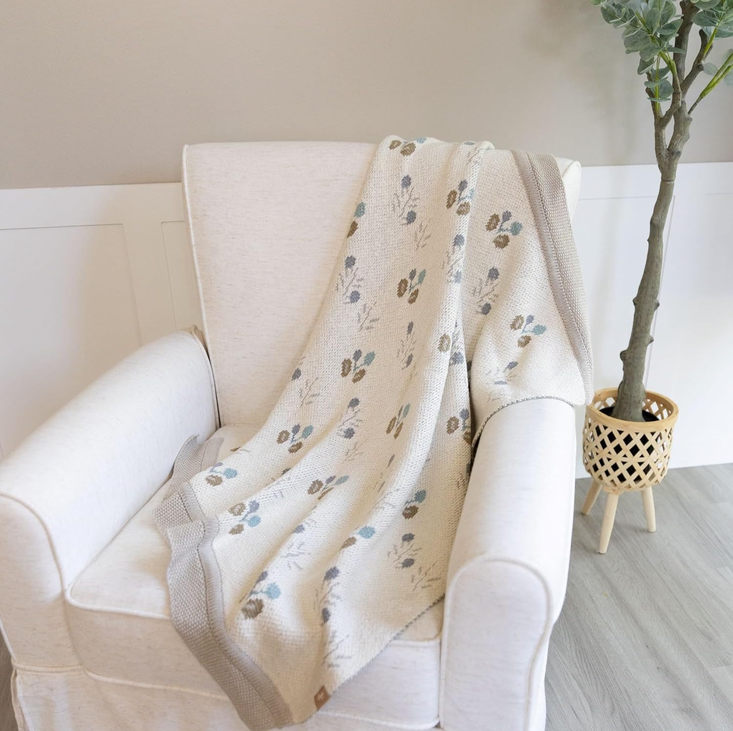 Crane Baby Organic Cotton Poppy Pattern Blanket