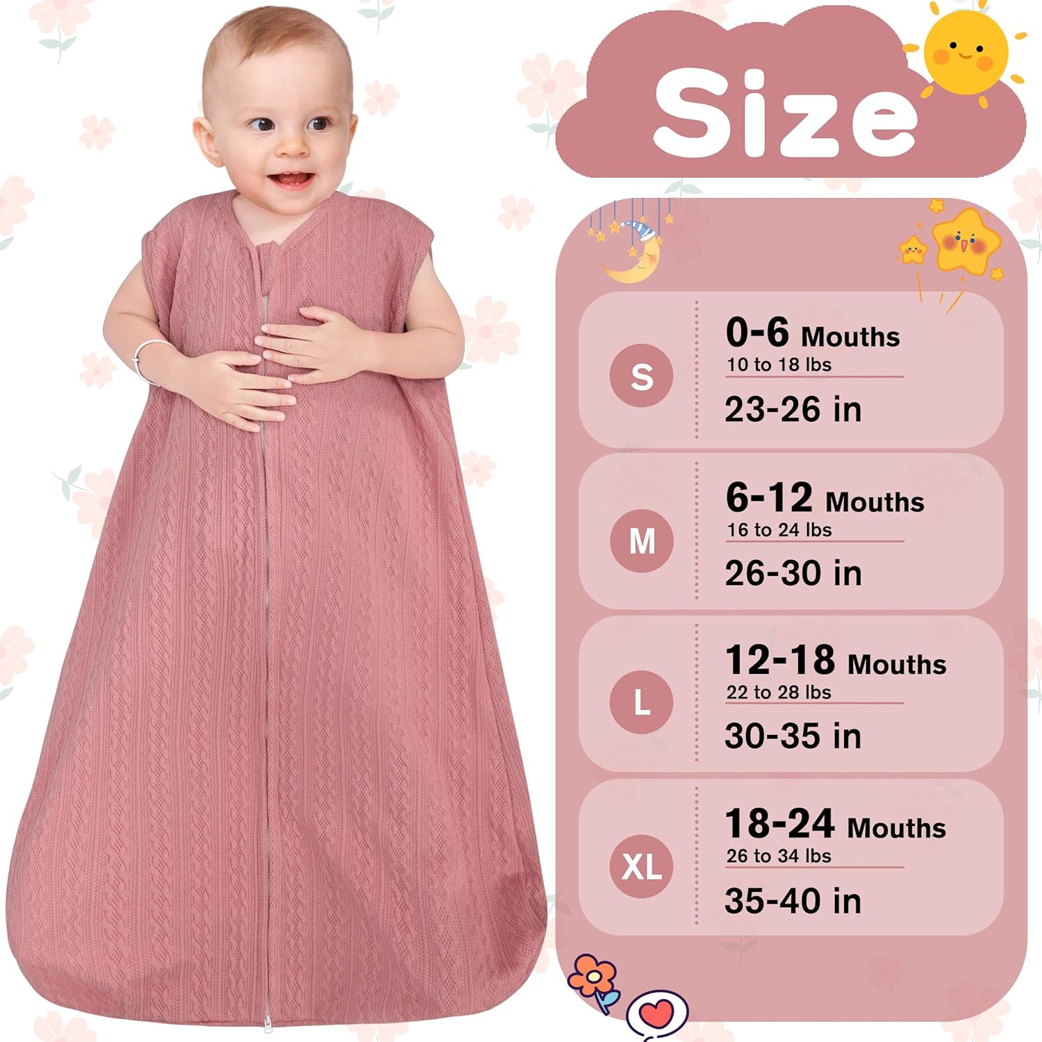 GUNTAIL Baby Sleep Sack 12-18 Months Pink