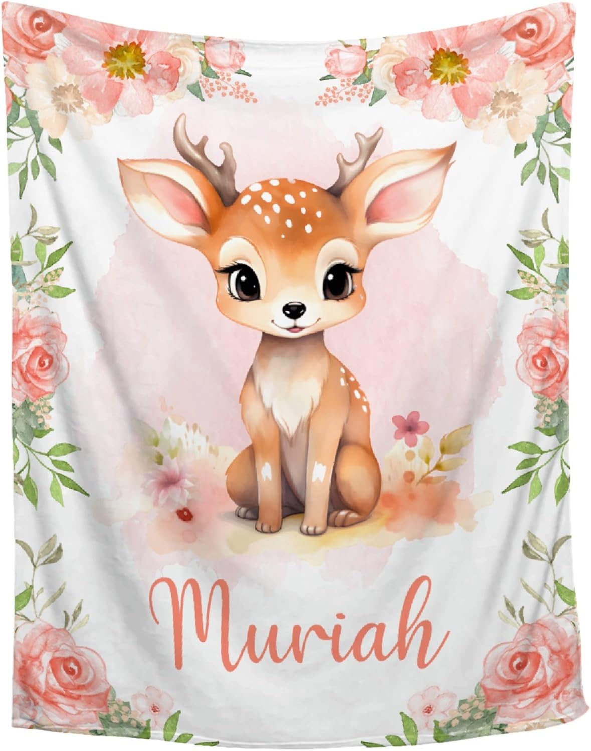 Custom Deer Baby Name Blanket - Personalized for Toddlers and Kids
