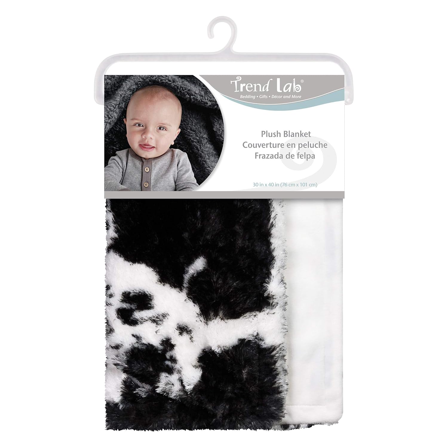 Trend Lab Cow Print Plush Baby Blanket 30x40 1
