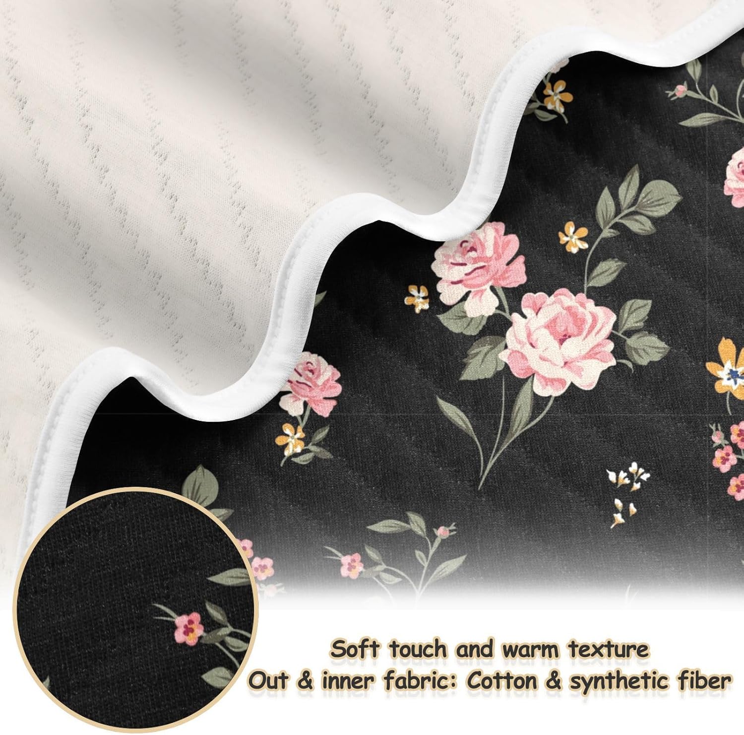 Wfrish Baby Blanket Rose Floral Pink Minky 30x40 In