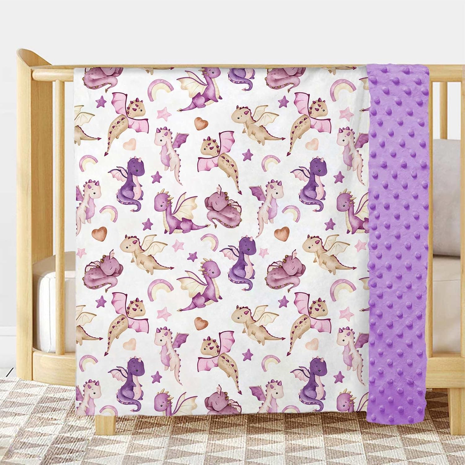 Dragon Baby Blanket for Girls 30x40 Purple Minky Blanket