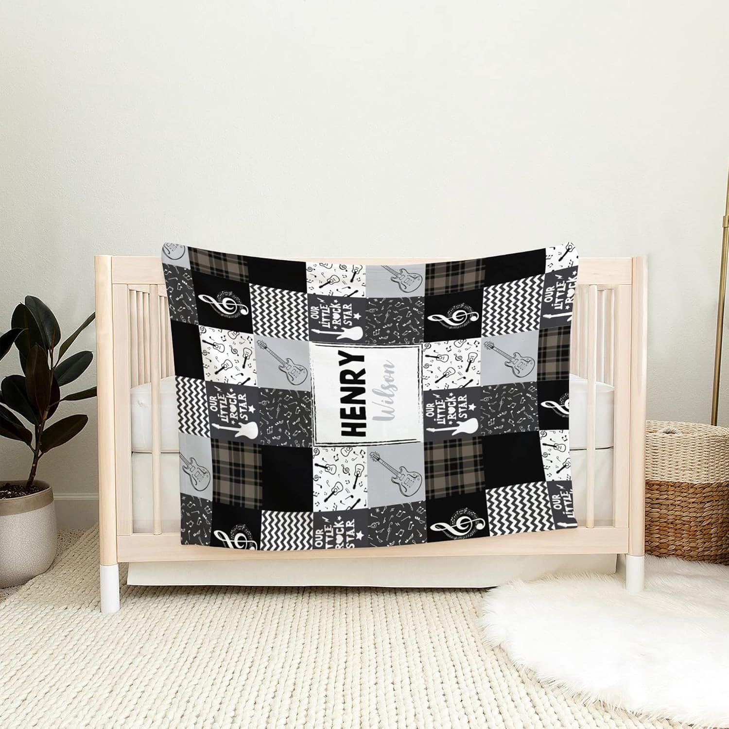 Personalized Baby Name Music Blanket with Custom Design
