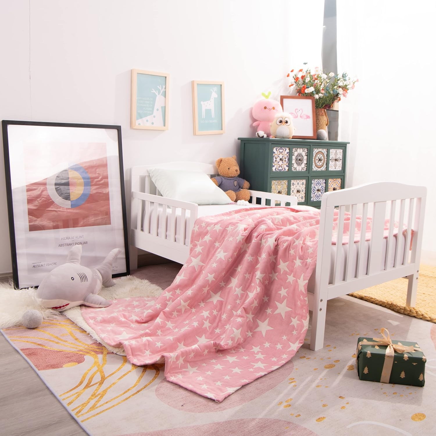 NTBAY 3 Layer Muslin Blanket 45x60 Inches Reversible Crib Blanket for Baby