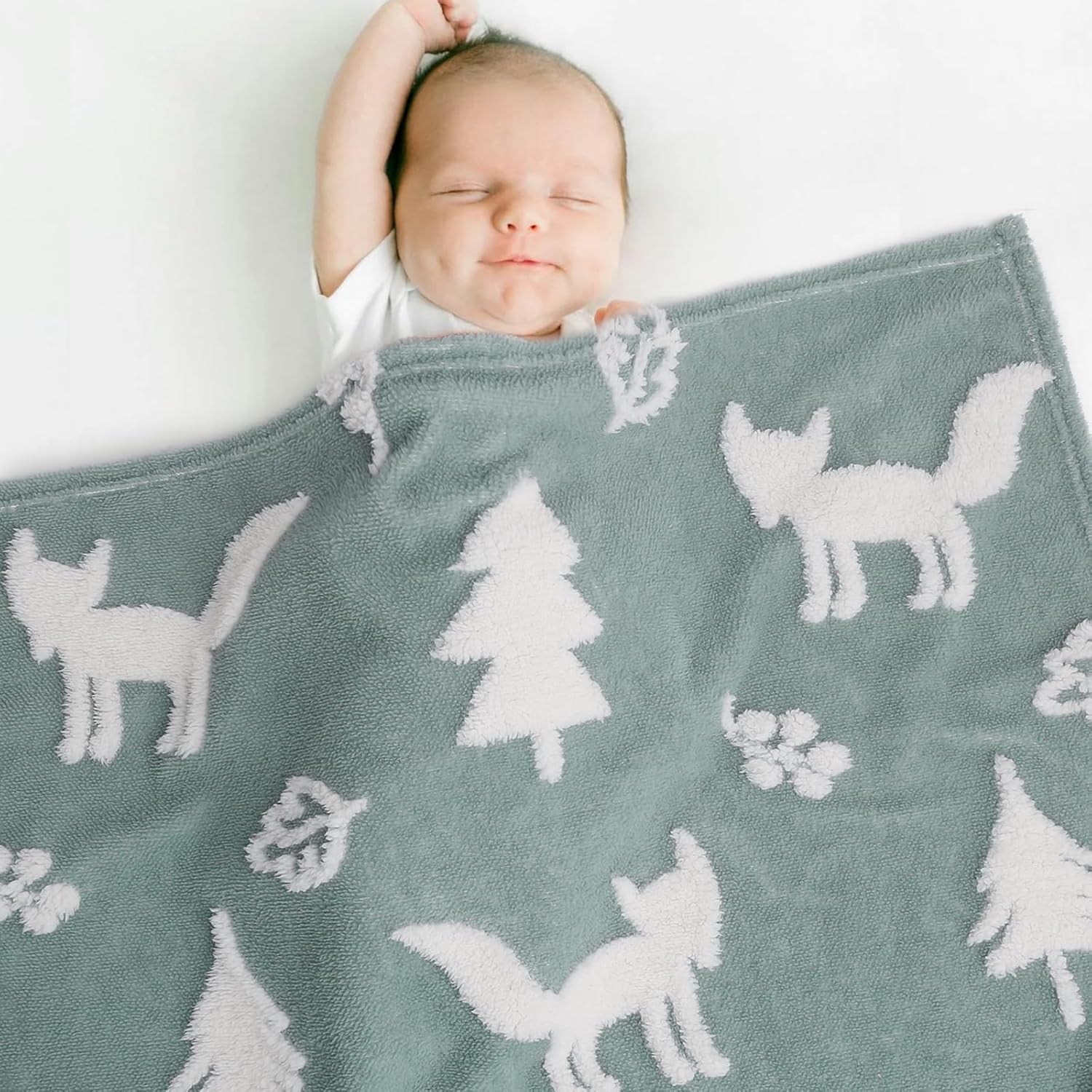 3D Fox Baby Blanket - Soft Fuzzy Nursery Blanket for Boys Girls