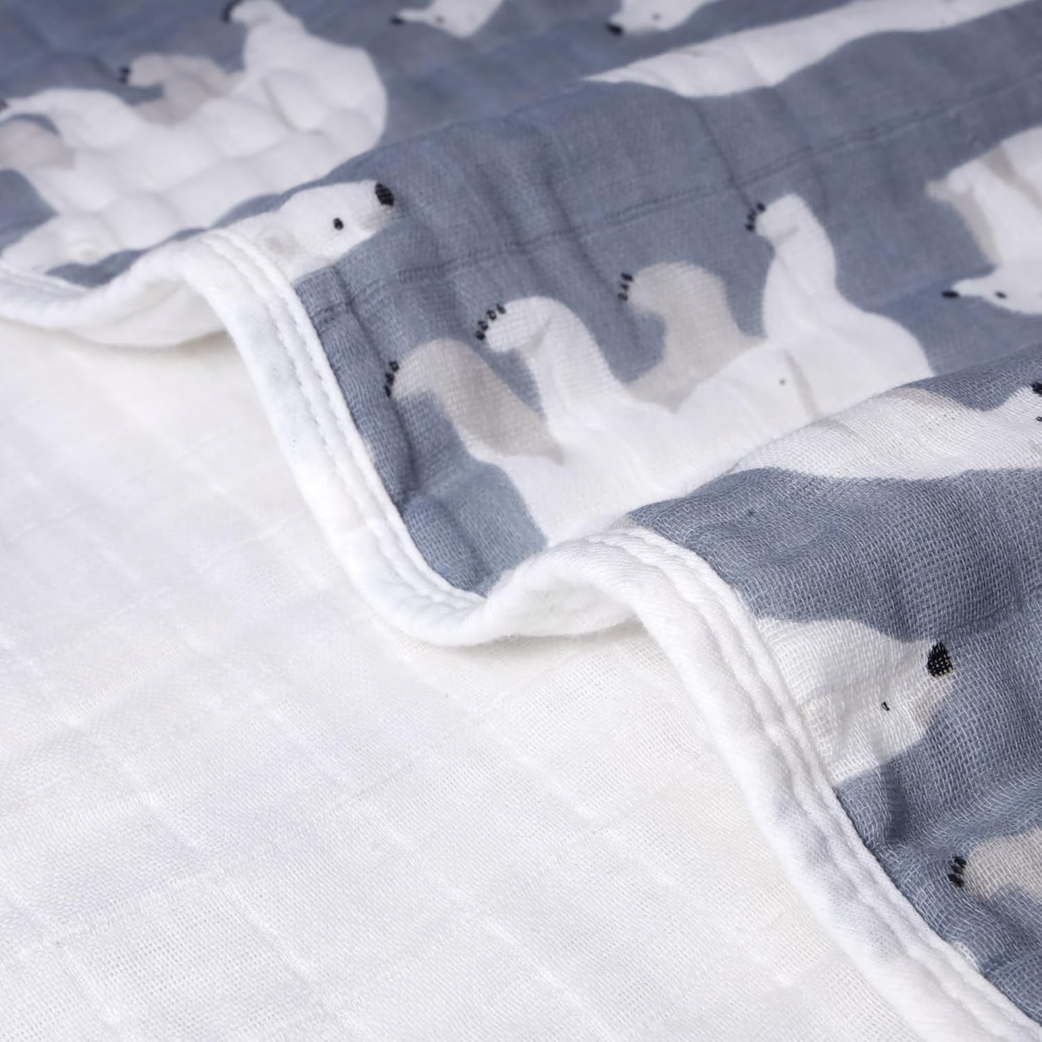 ZPECC Polar Bear Muslin Blanket 47x47 Thick Organic Cotton Toddler Blanket