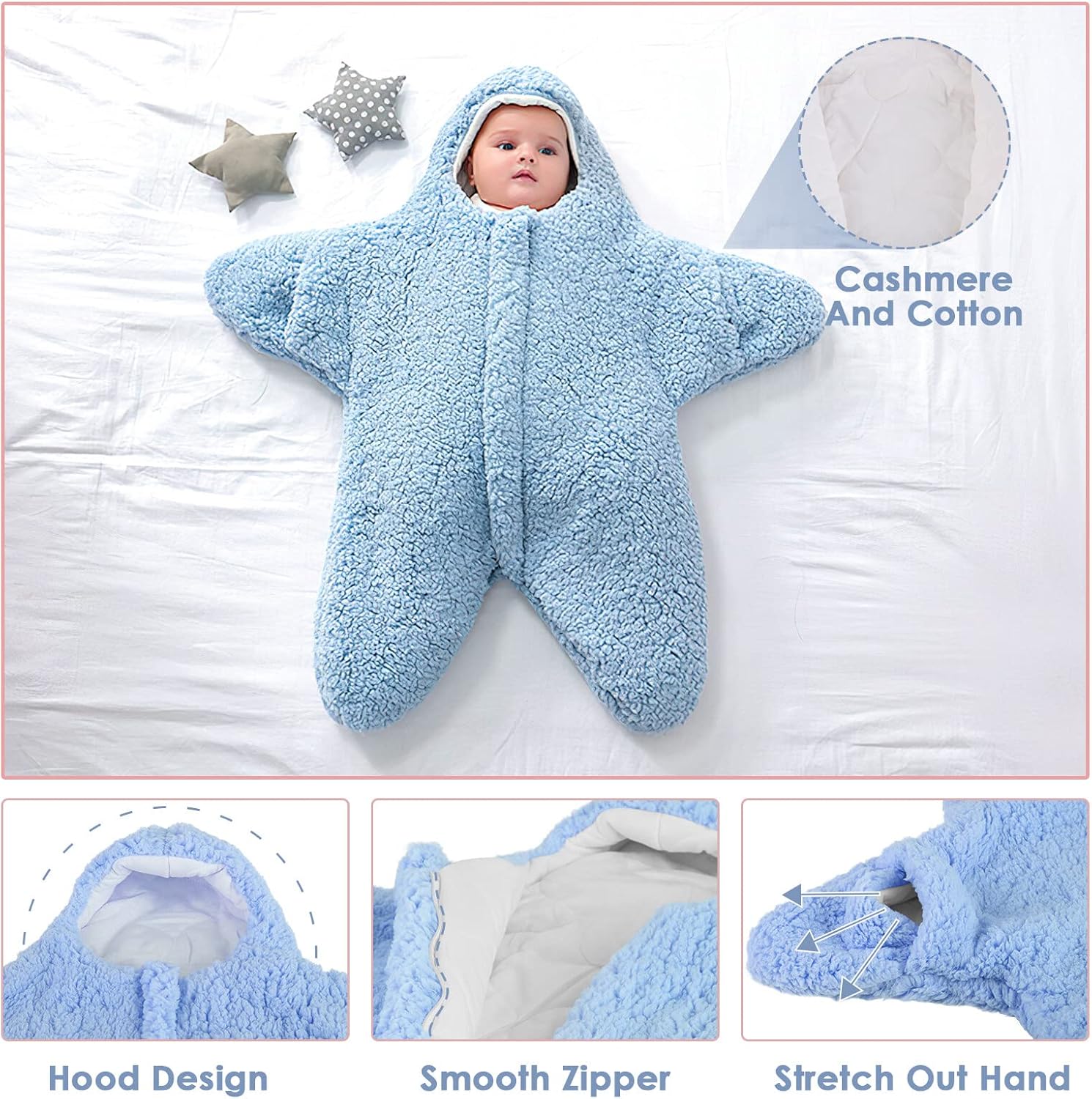 Owlike Baby Wearable Windproof Blanket with Zipper and Hood
