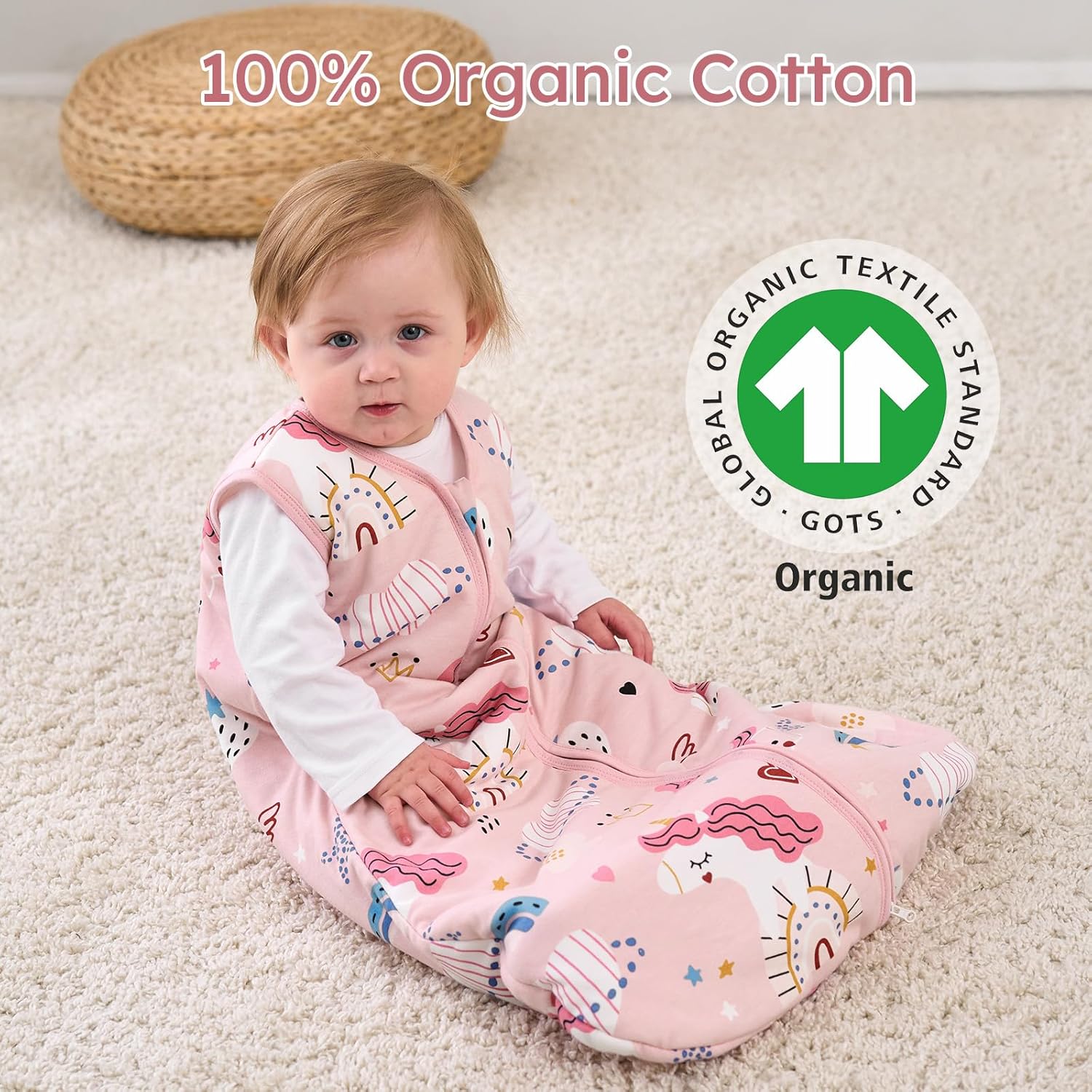 Yoofoss 0-6 Months Sleep Sack 15 Tog Organic Cotton Blanket