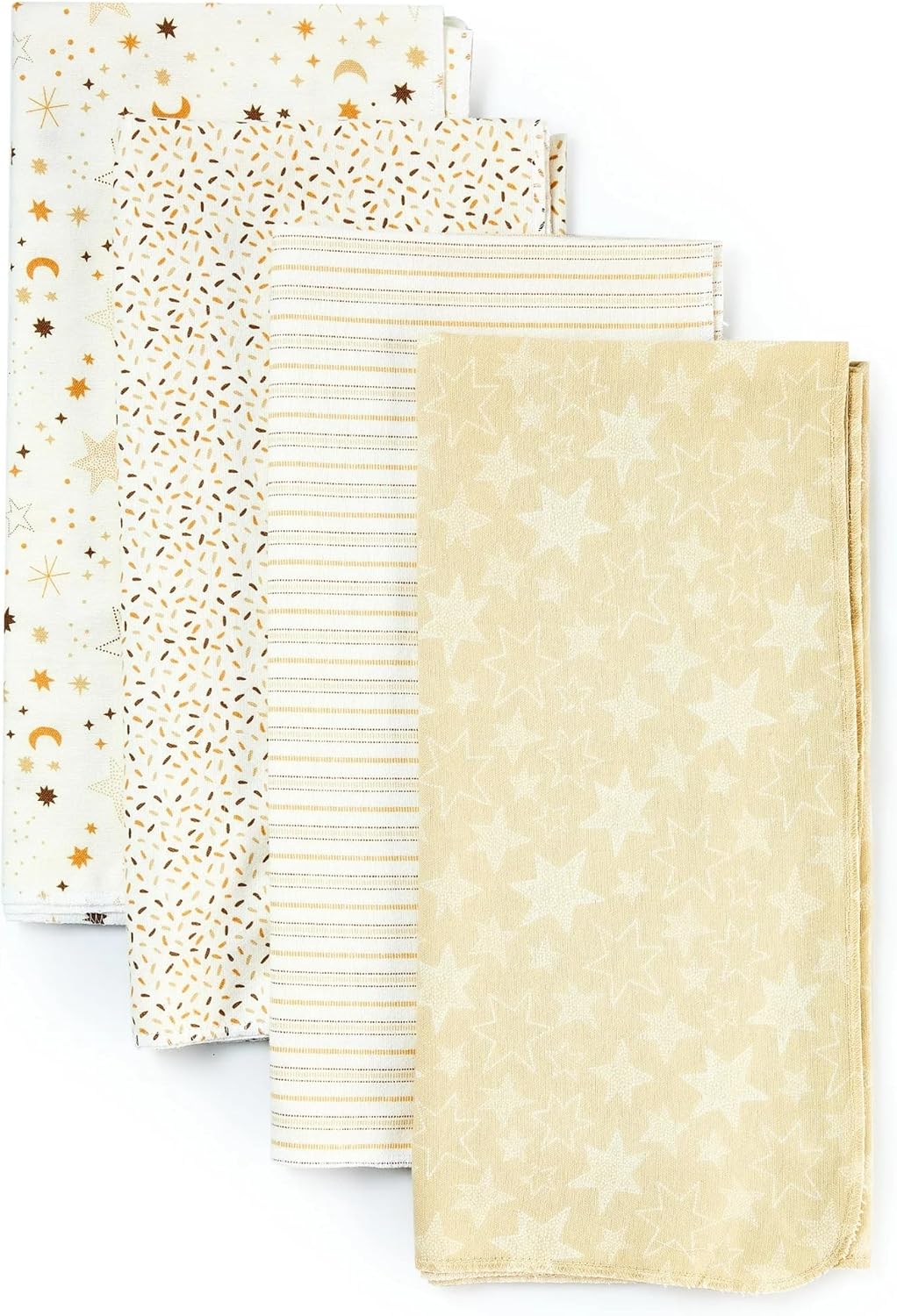 4 Piece Yellow Cotton Flannel Receiving Blankets for Baby