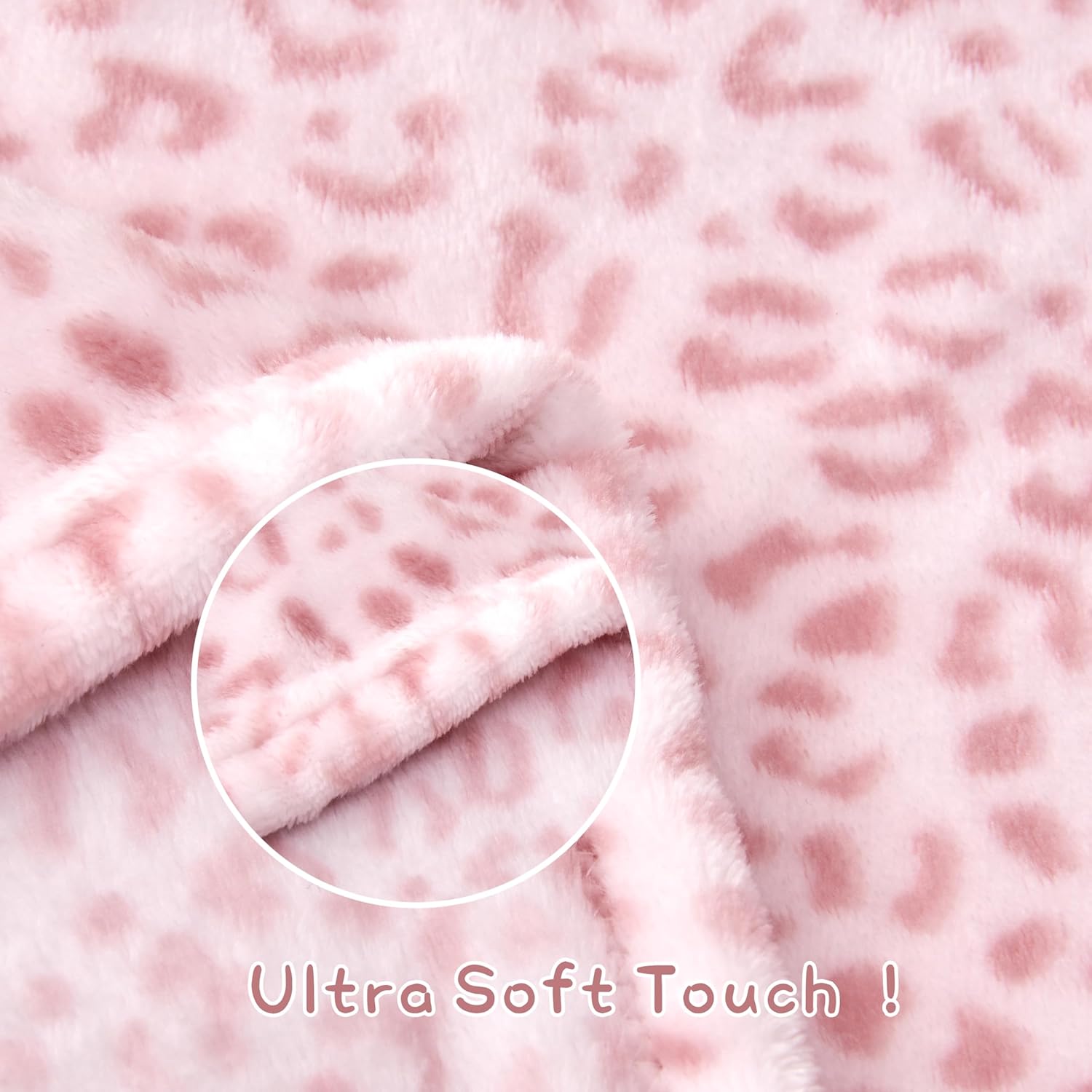 Yurhap Leopard Print Baby Blanket Fleece 30x40 Light Pink