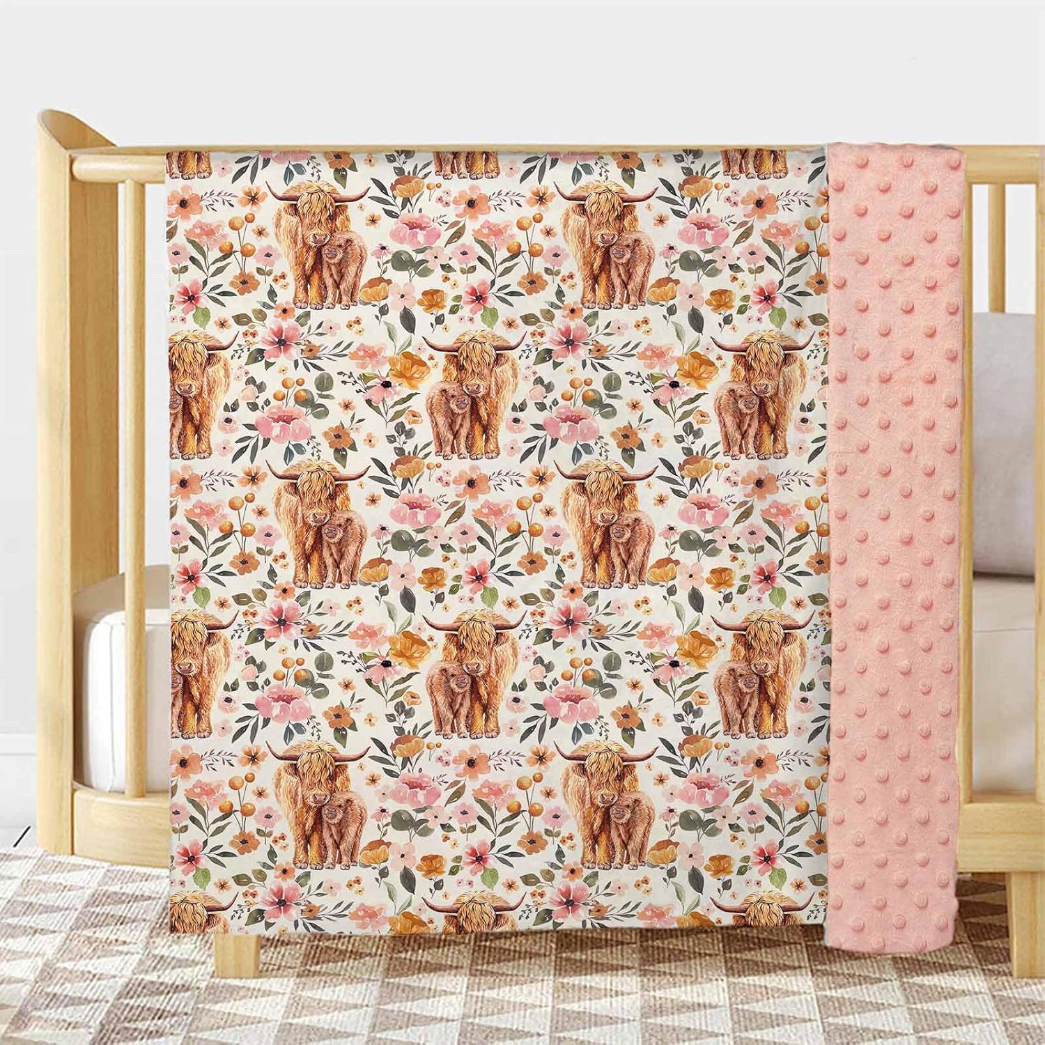 Buerhanerry Highland Cow Baby Blanket for Girls