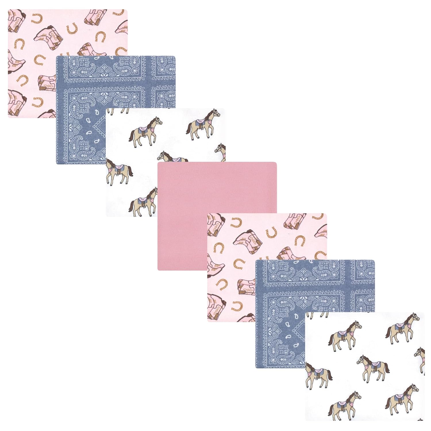 Hudson Baby Unisex Flannel Receiving Blankets 7-Pack Cowgirl