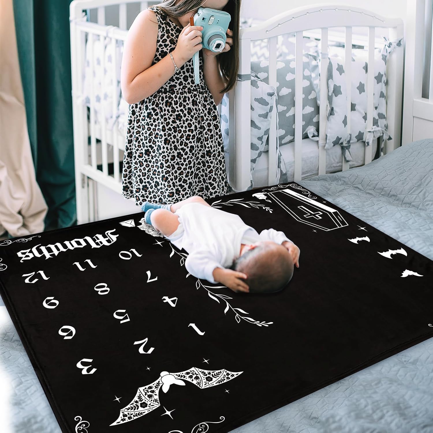 Gothic Baby Milestone Blanket 50x40 Inches Halloween Decor