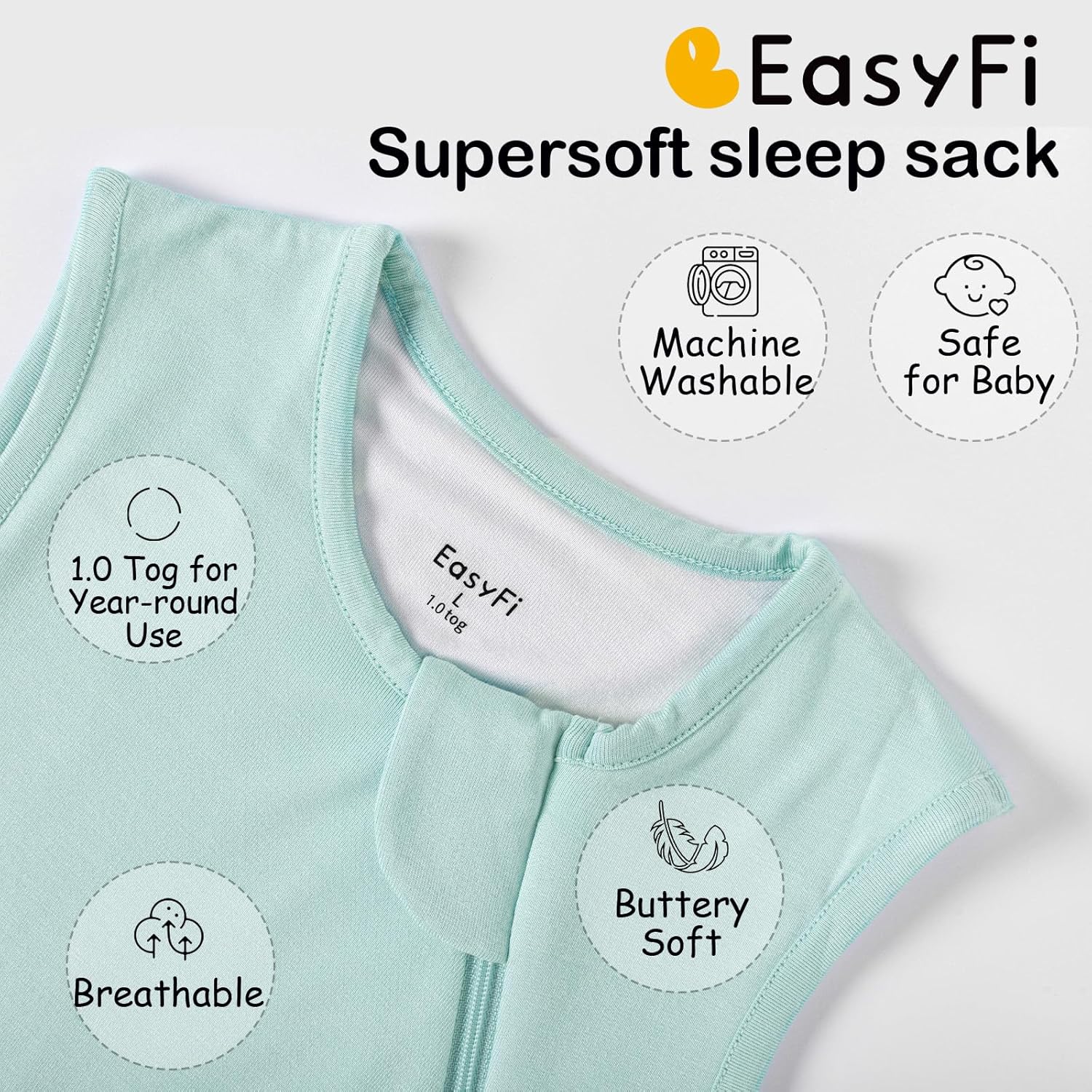 EasyFi Supersoft Bamboo Rayon Sleep Sack 2 Pack for 0-6 Months