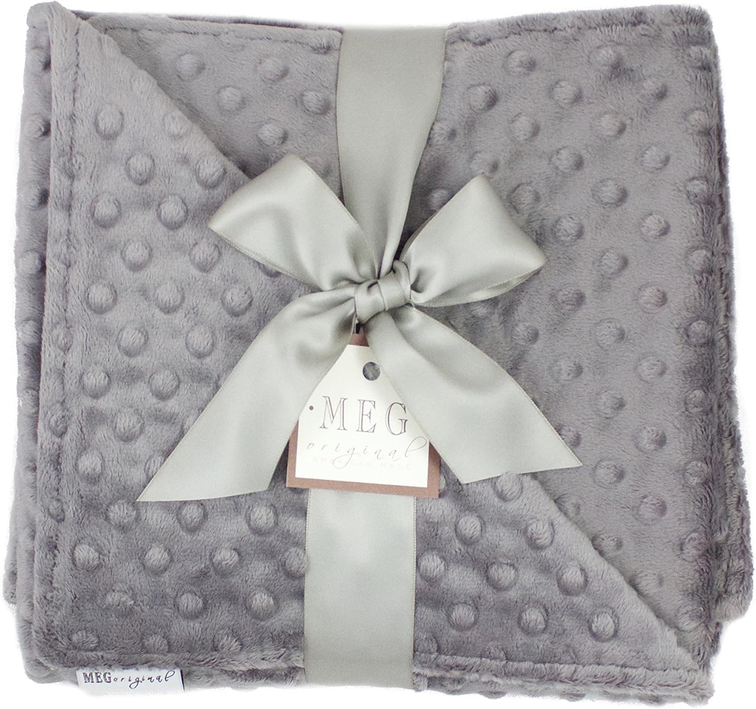 Charcoal Grey Minky Dot Baby Blanket 30x30