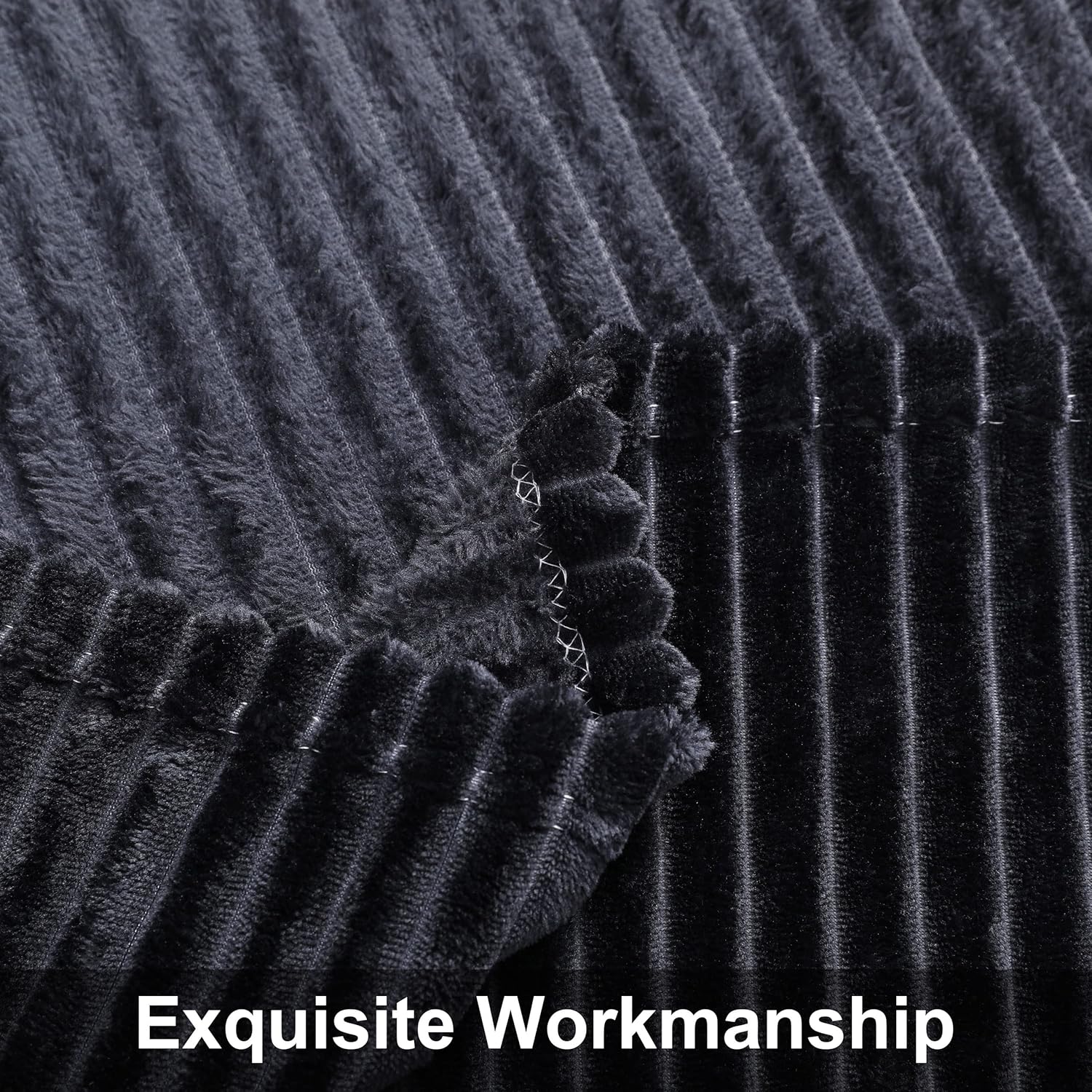NTBAY Plush Flannel Toddler Blanket with Stripes 30x40 Inches Black