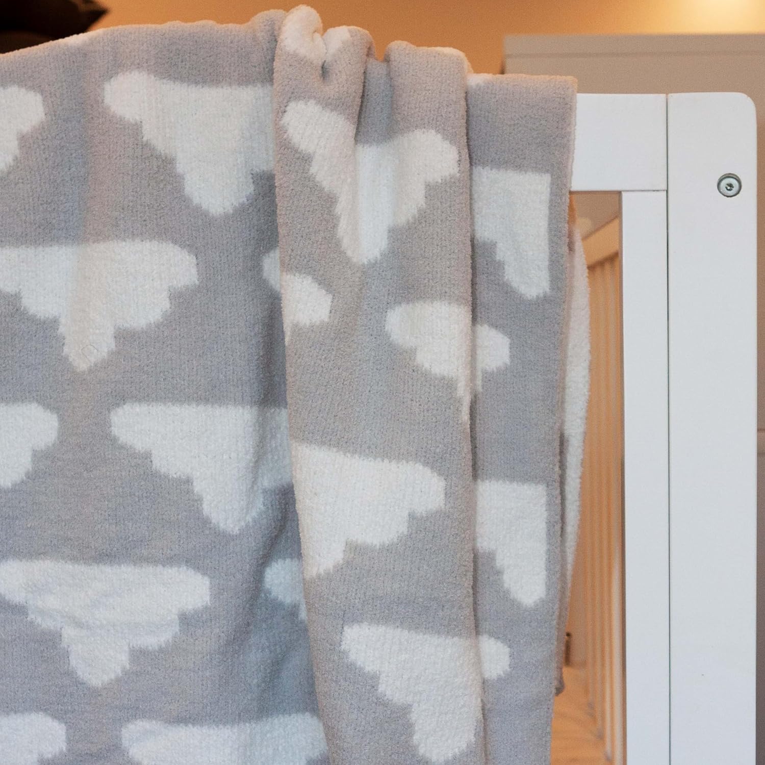 LITTLE CELEBRITY Chenille Baby Blanket 40x30 Inches Grey Clouds 1