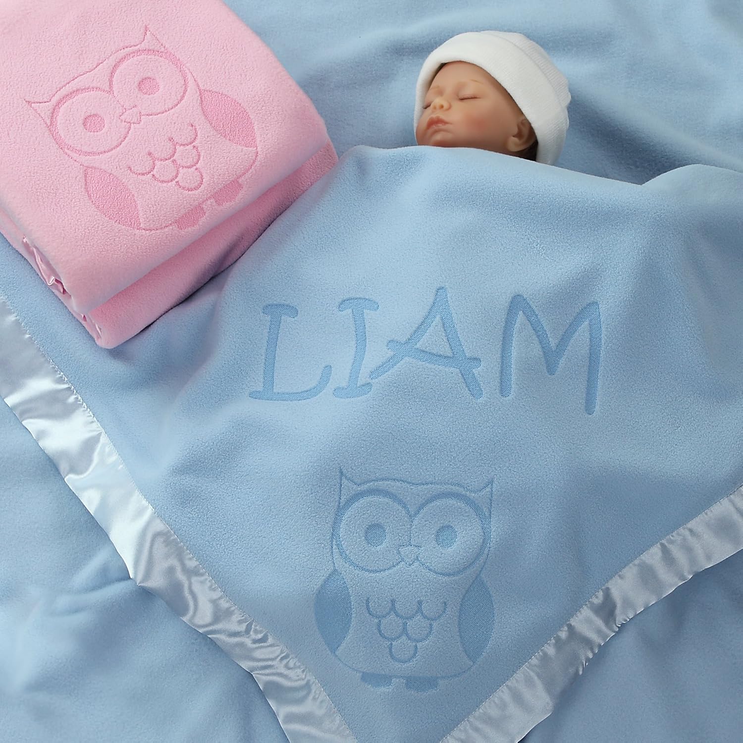 Custom Catch Personalized Owl Baby Blanket for Boy