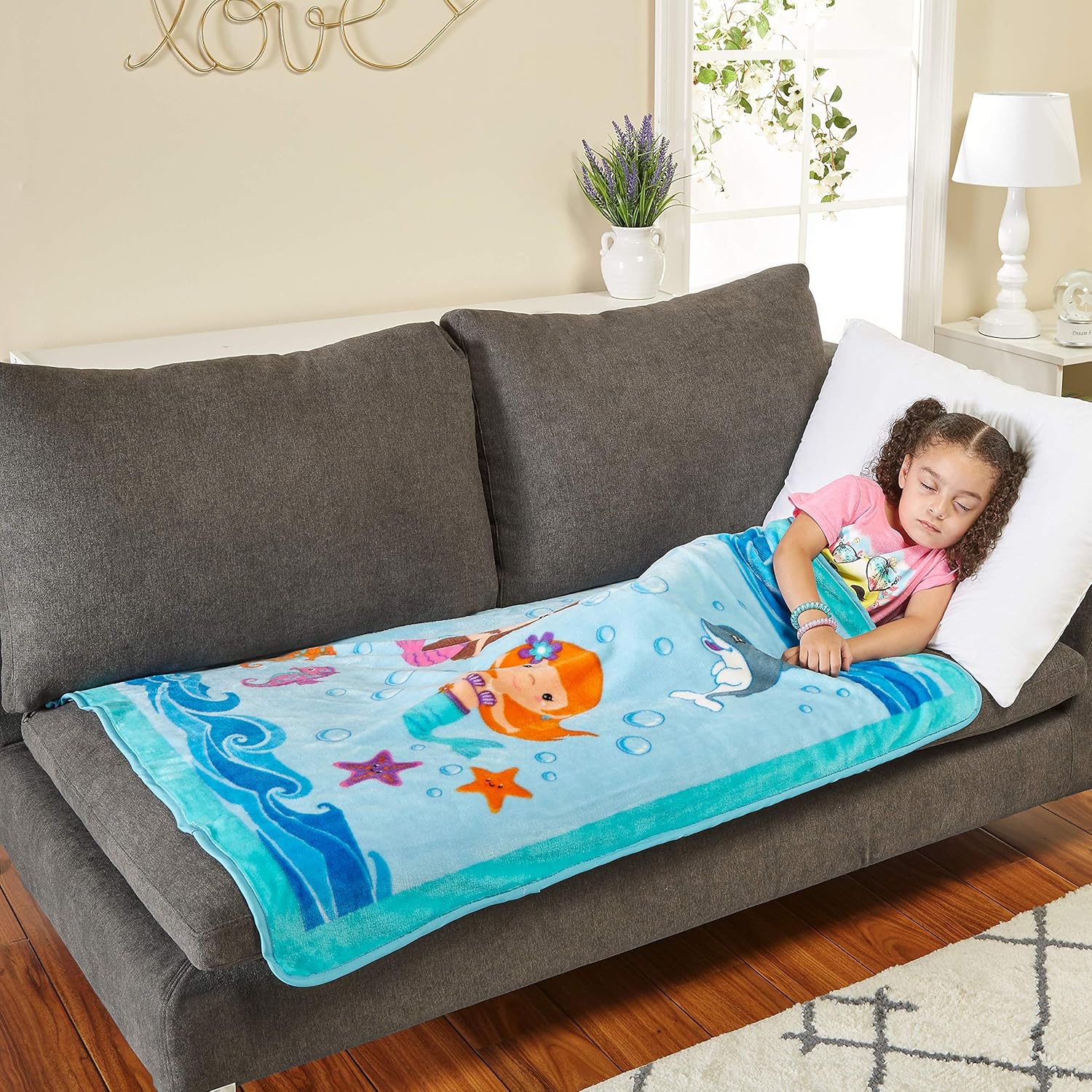 EVERYDAY KIDS Toddler Throw Blanket - Mermaids Undersea Adventure 30 x 40