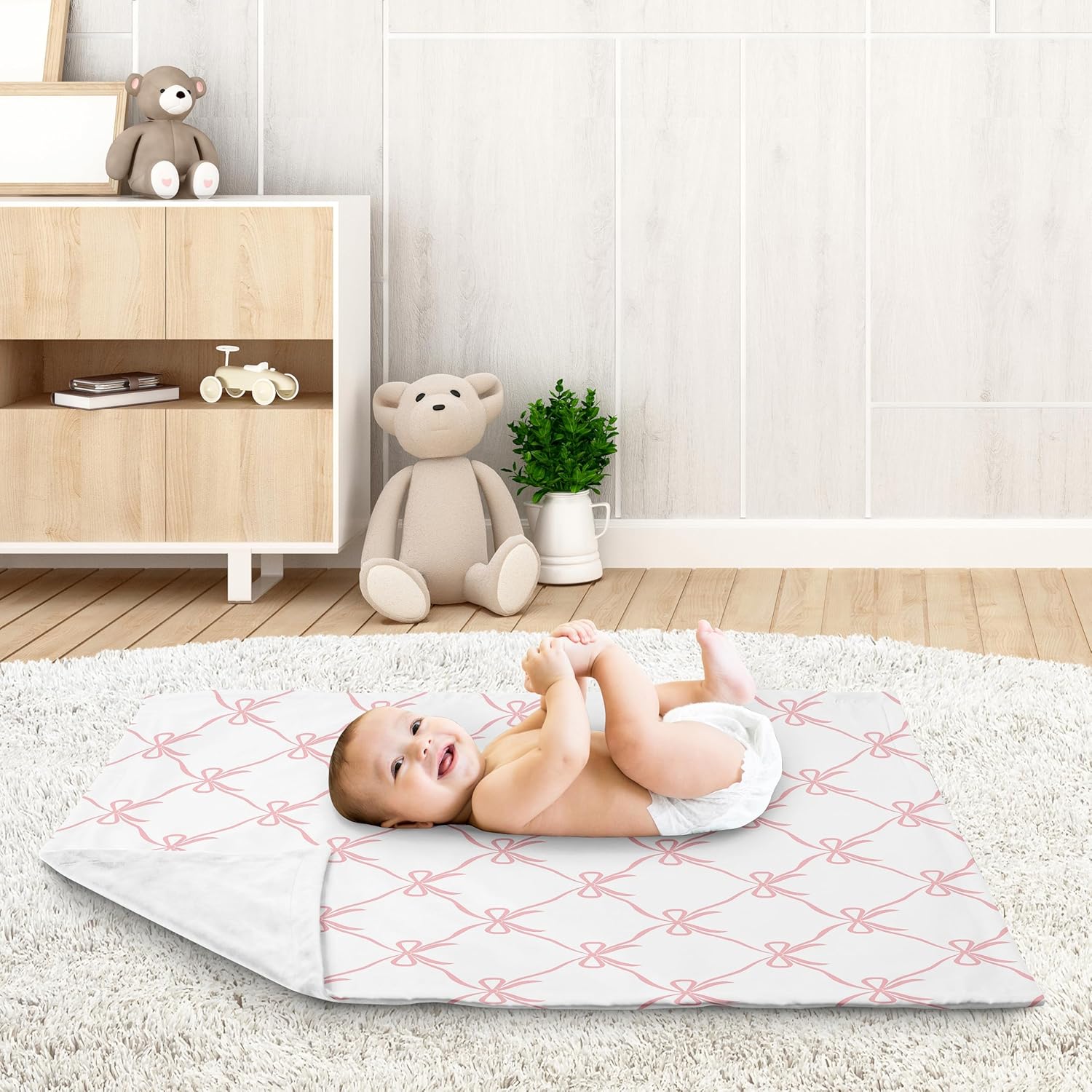 Sweet Jojo Designs Baby Blanket with Pink Bows