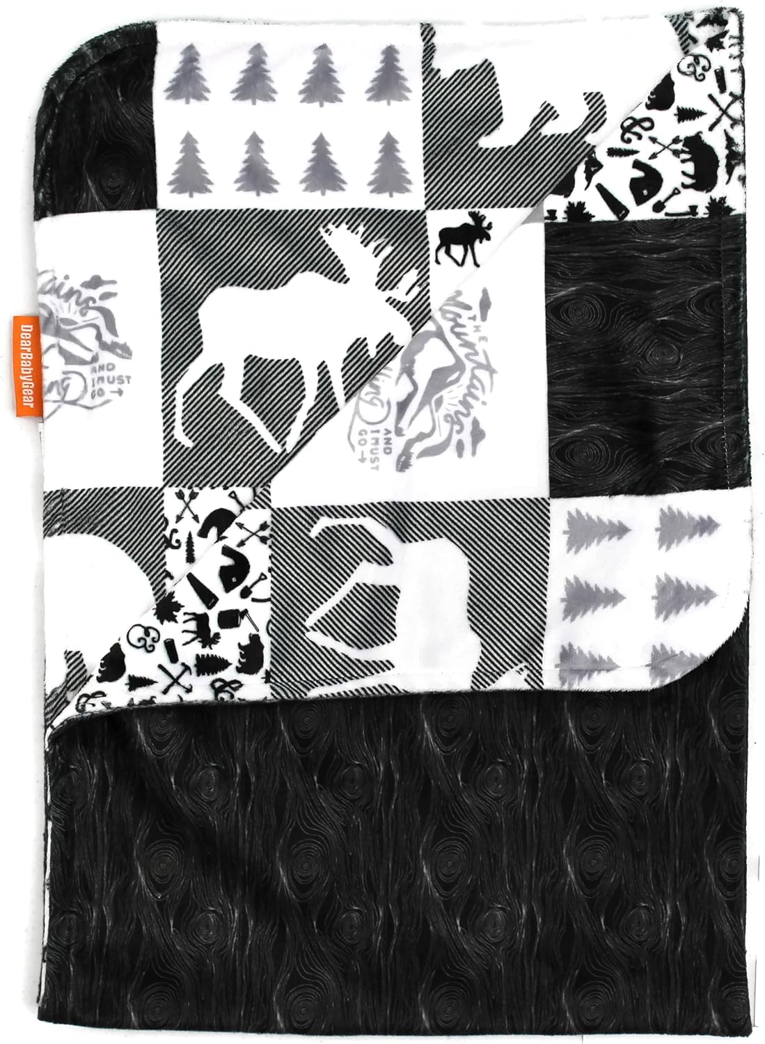 Dear Baby Gear Bears Deluxe Baby Blanket - Black Woodgrain 40x30