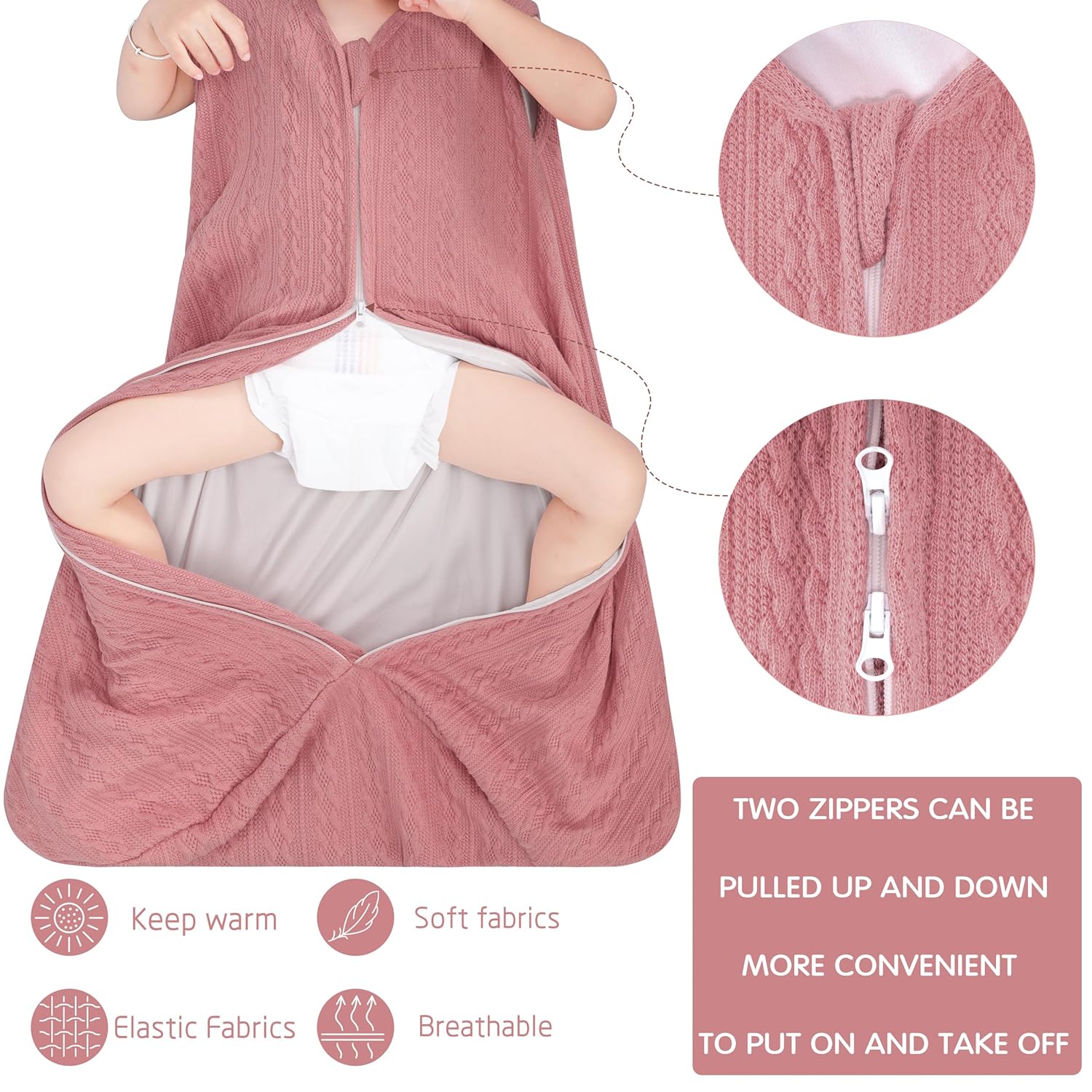 GUNTAIL Baby Sleep Sack 12-18 Months Pink
