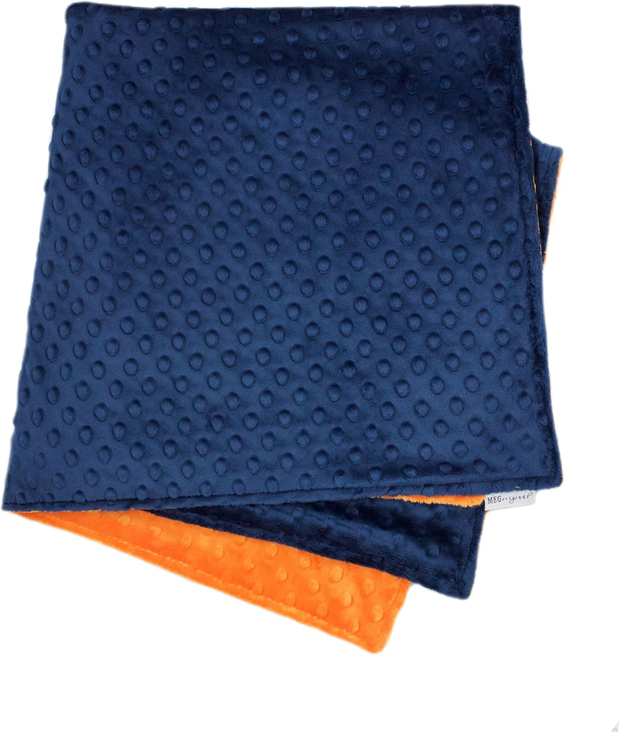 MEG ORIGINAL Minky Dot Baby Blanket Navy Blue Orange