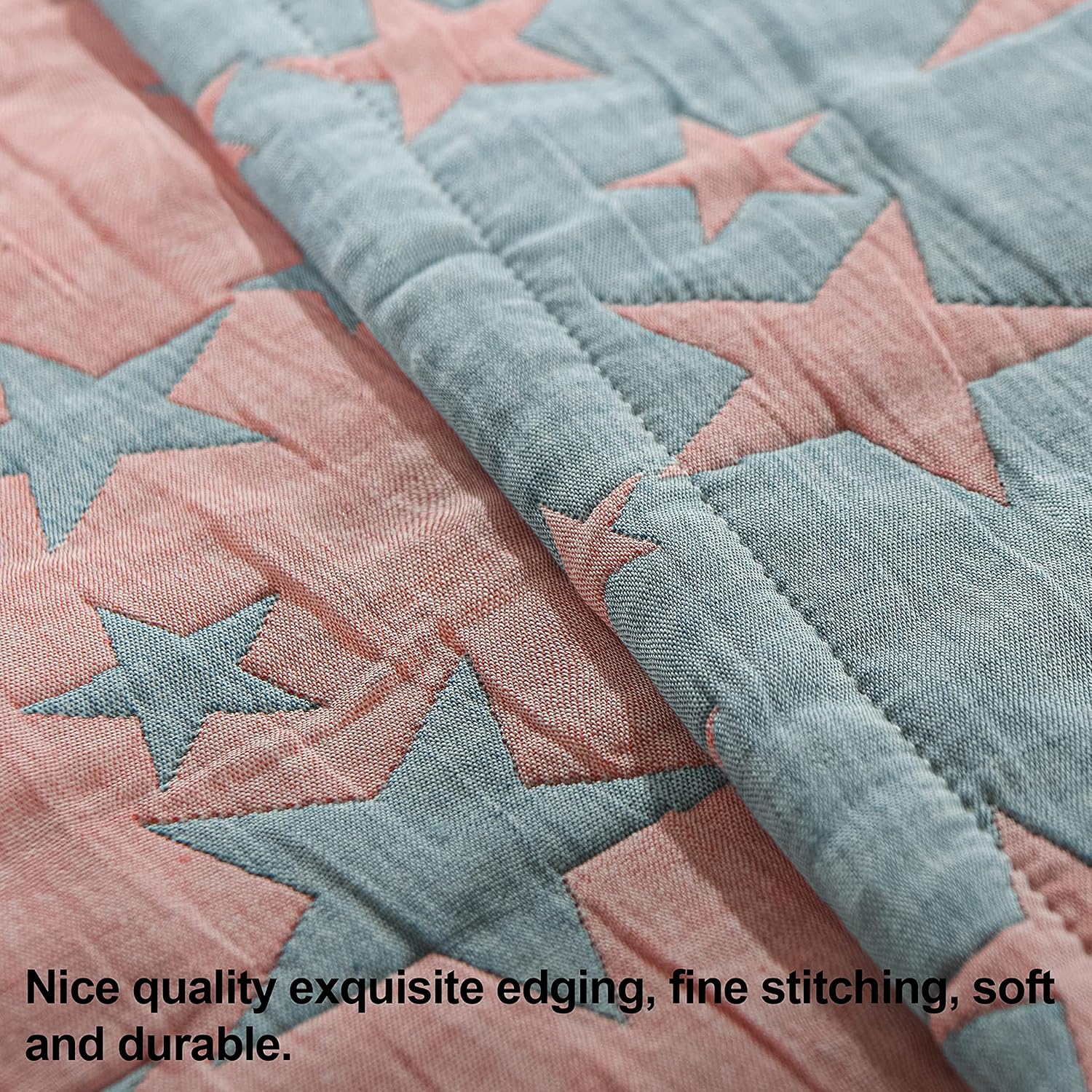 NTBAY 3 Layer Toddler Blanket - Red Blue Star Design