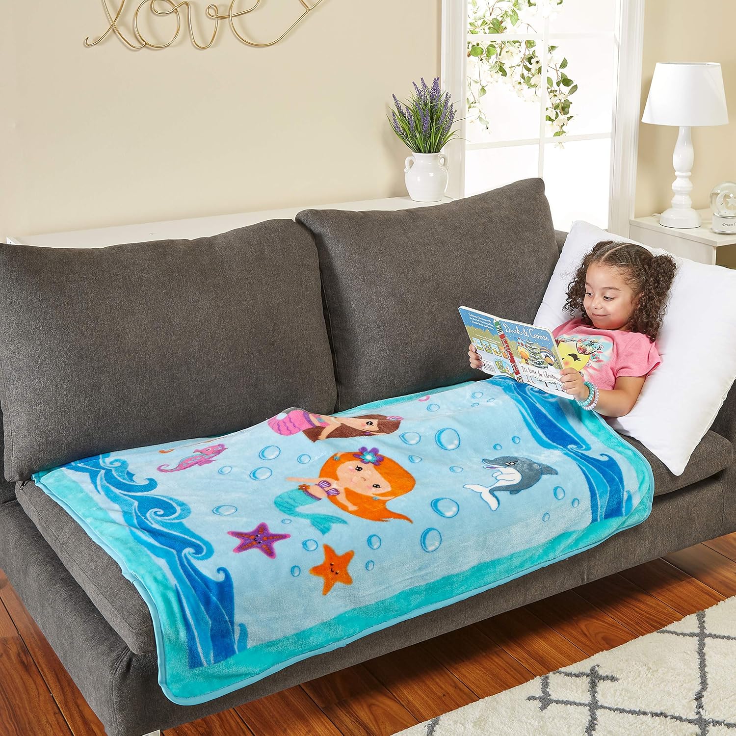 EVERYDAY KIDS Toddler Throw Blanket - Mermaids Undersea Adventure 30 x 40