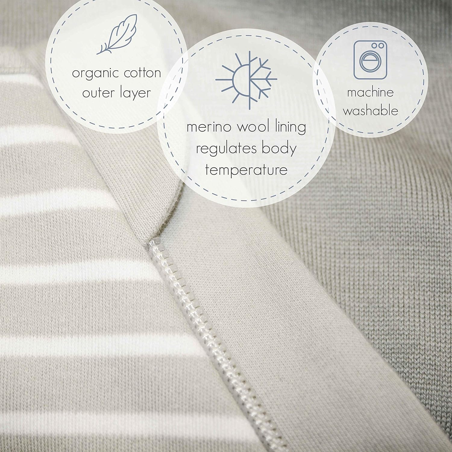 Woolino Merino Wool Organic Cotton Baby Sleep Sack - 4 Season Stars Design