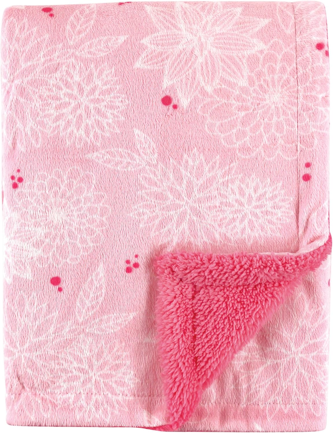 Hudson Baby Plush Mink and Sherpa Blanket Floral One Size